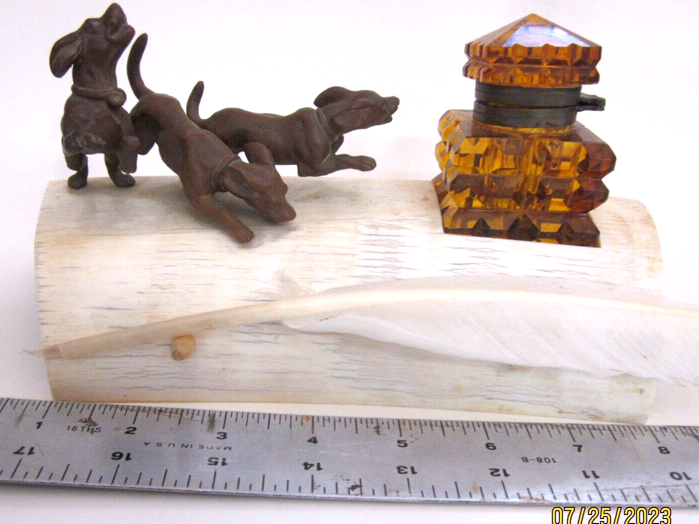 Three Dogs Frolicking Inkstand
