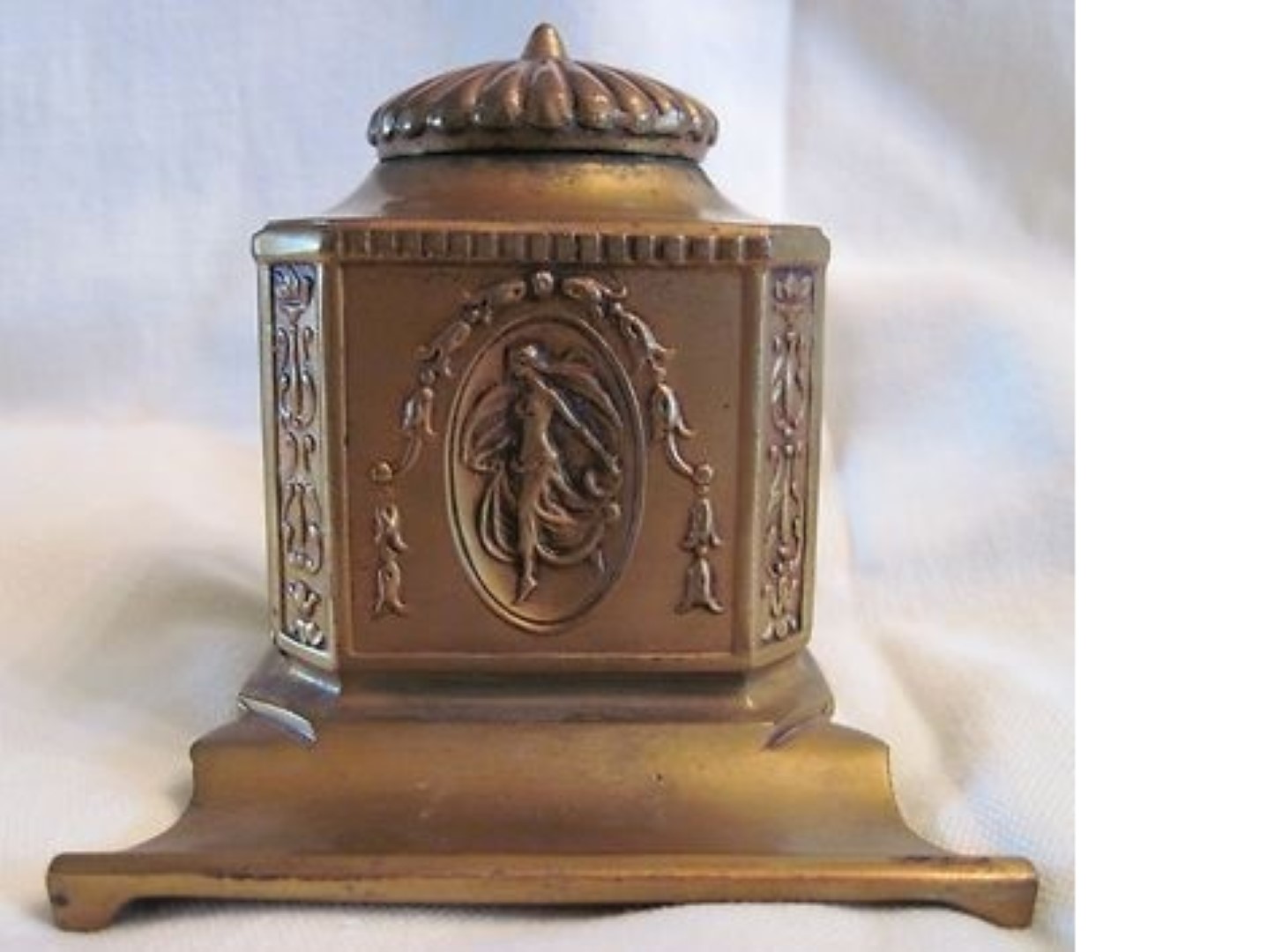 Brass Inkwell with Pen Rest