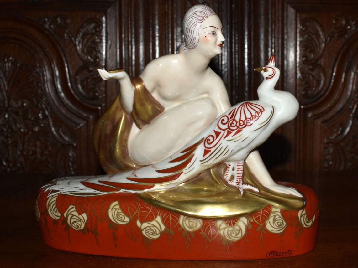 Nude Woman with Peacock – Art Deco