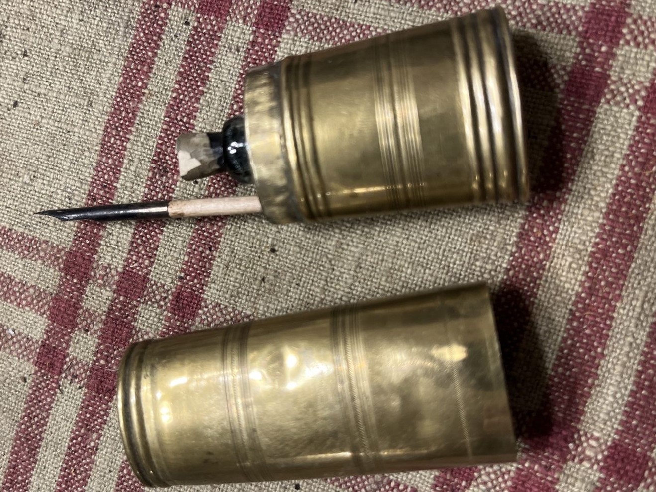 Oval Brass Penner Inkwell Set