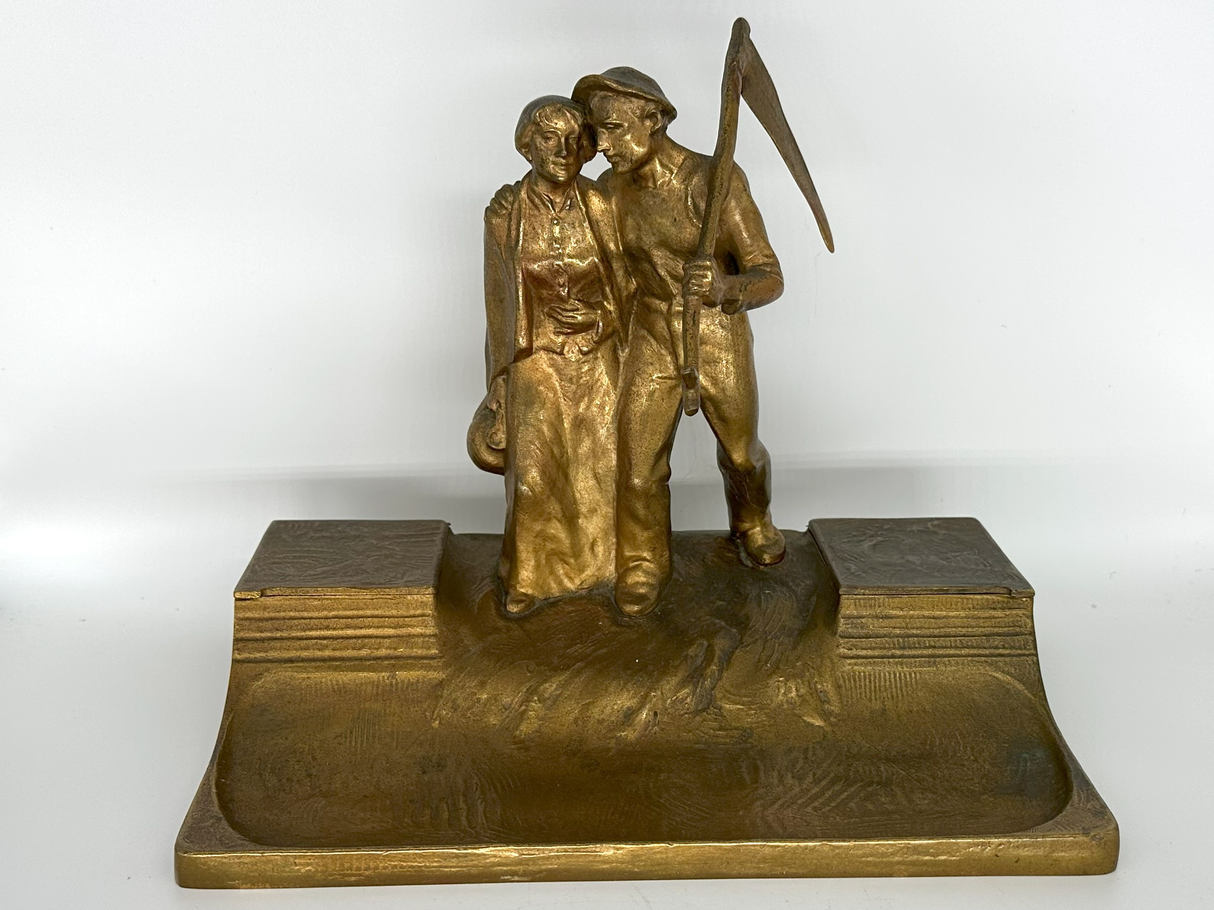 Farming Couple Inkstand by Adolph Pohl