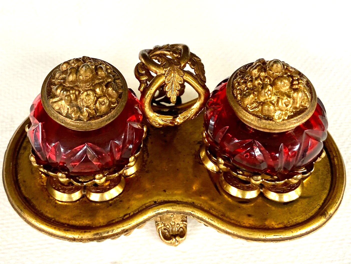 Gilt Bronze Double – Red Cut Glass