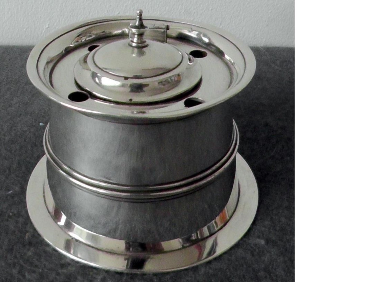 Hallmarked Silver “Fishing Reel” Inkwell