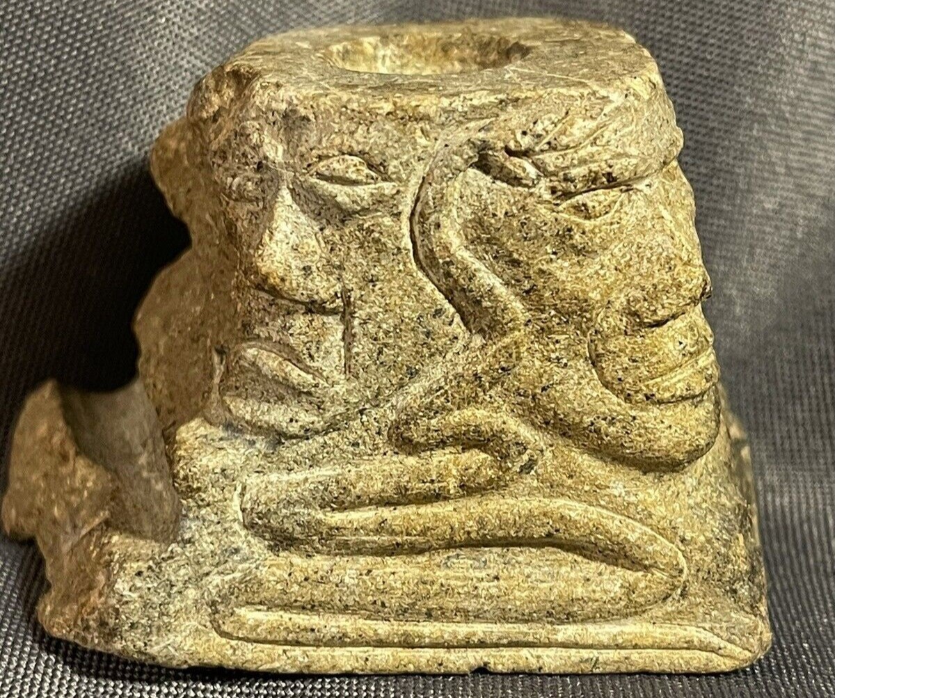 Carved Soapstone Sculptural Inkwell