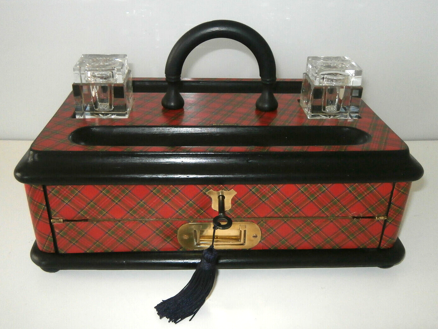 Tartan Ware Combined Inkstand and Writing Slope