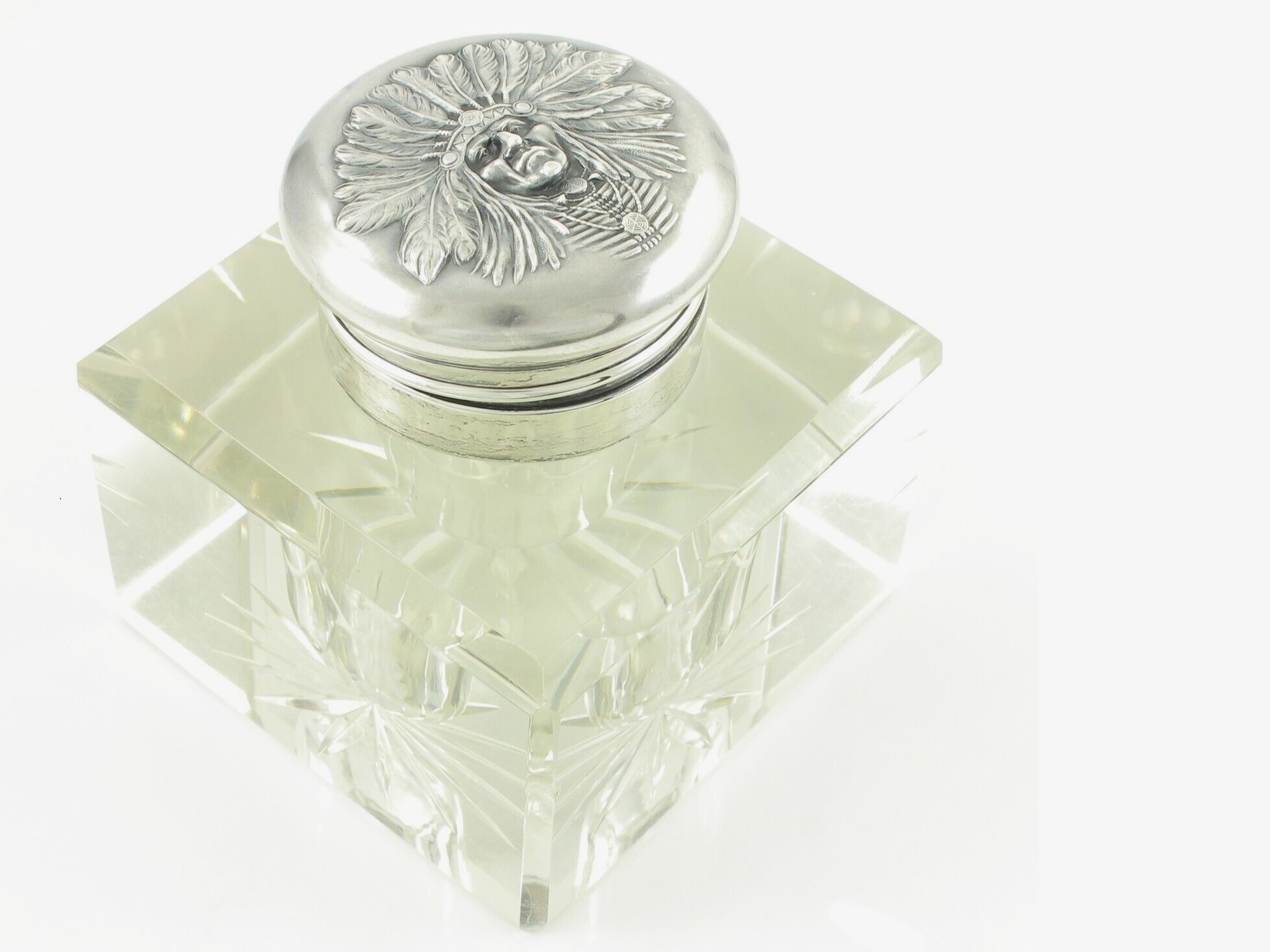 Sterling Silver Indian Chief Inkwell
