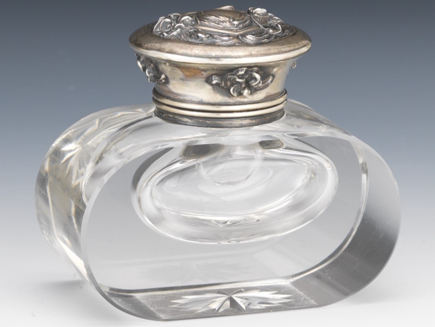 Glass Inkwell with Sterling Lid