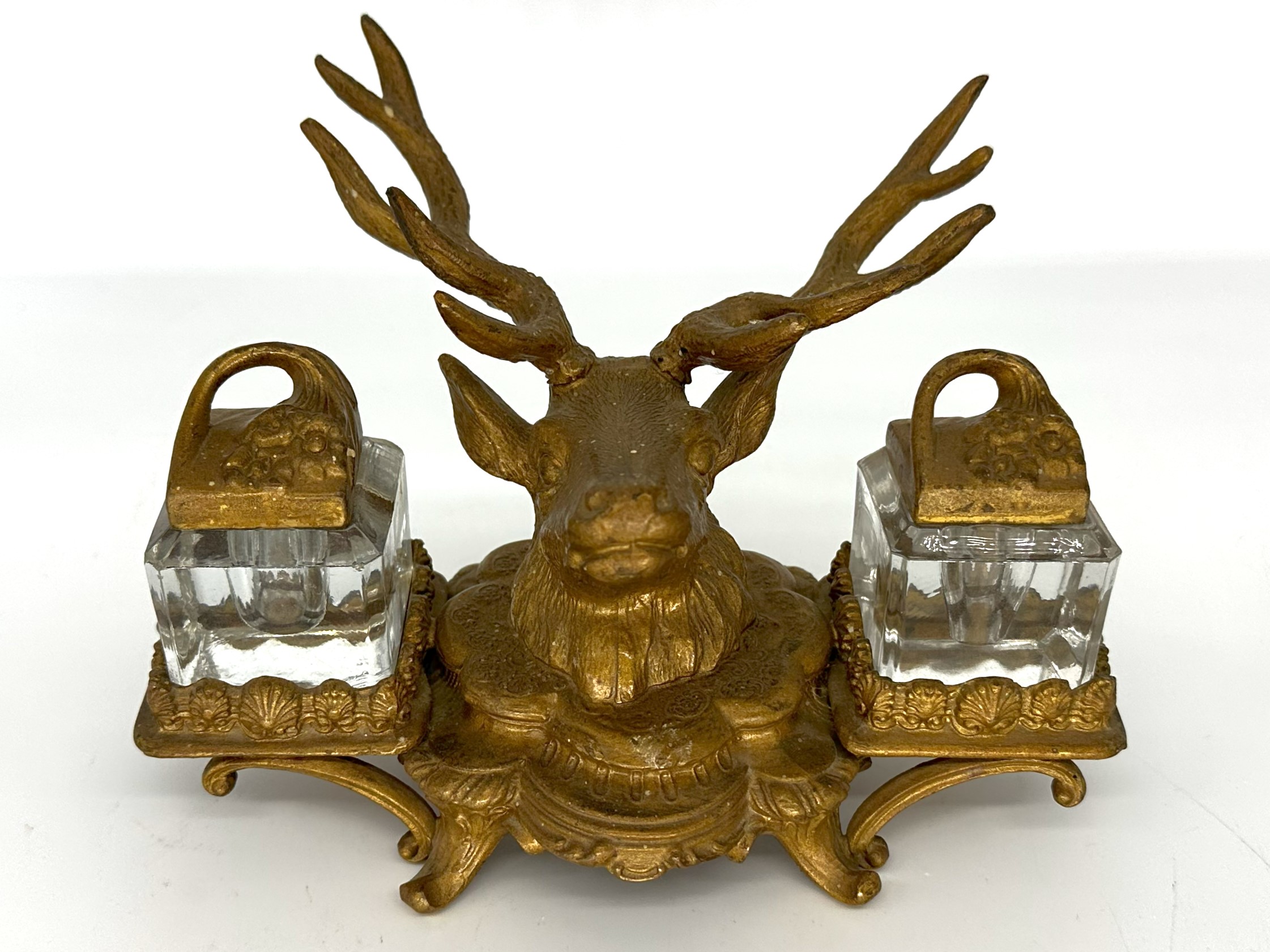 Stag’s Head Double Inkstand