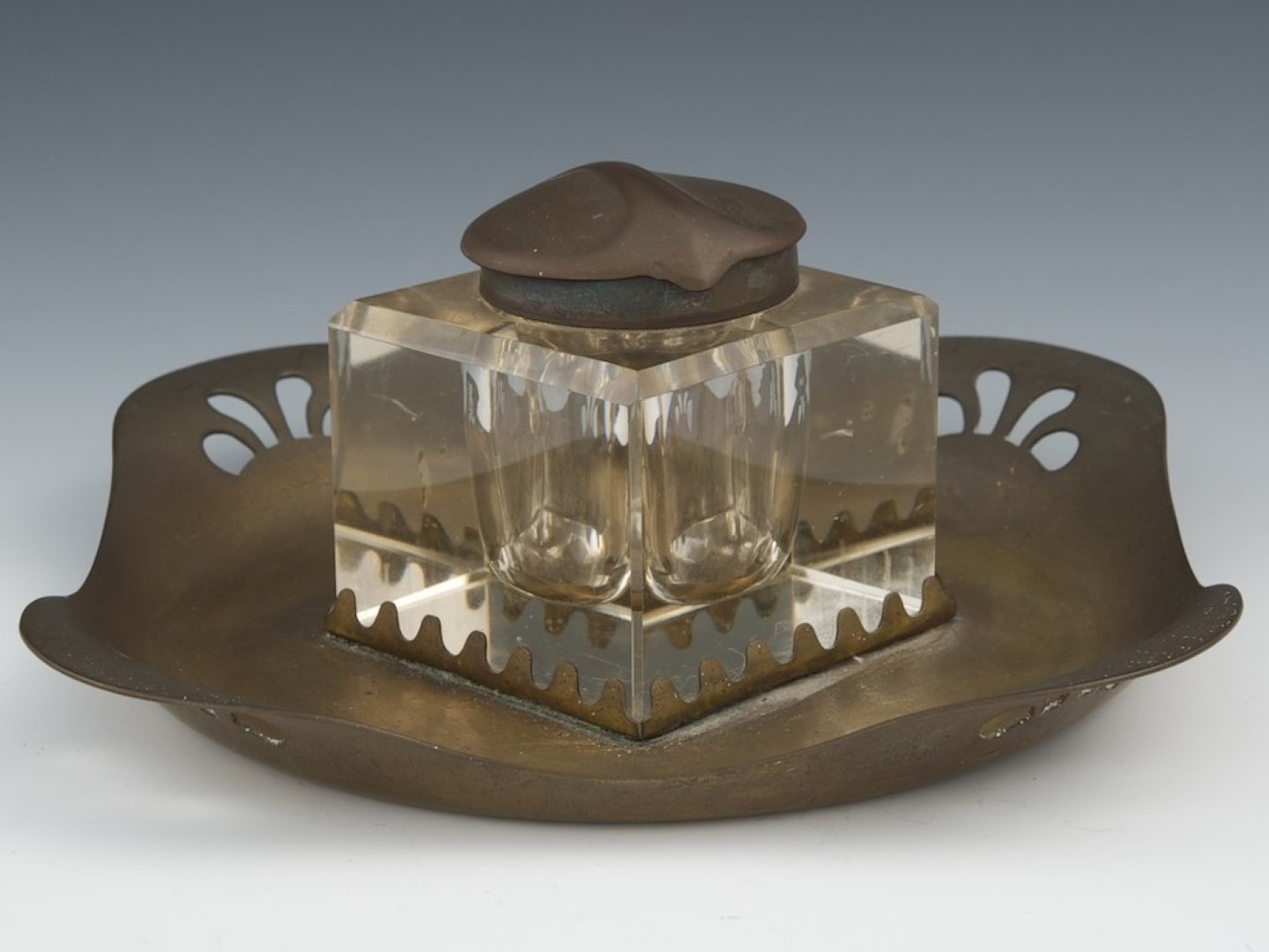 Art Nouveau Brass and Glass