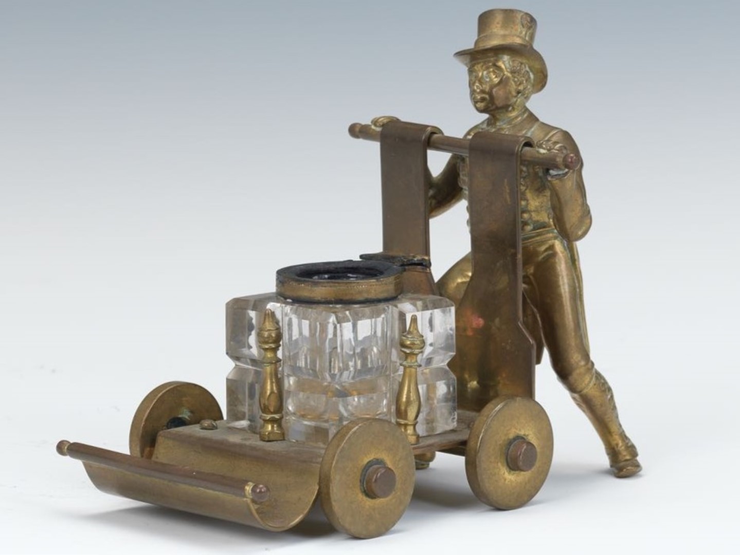 Men in Top Hats – Two Bronze Inkstands