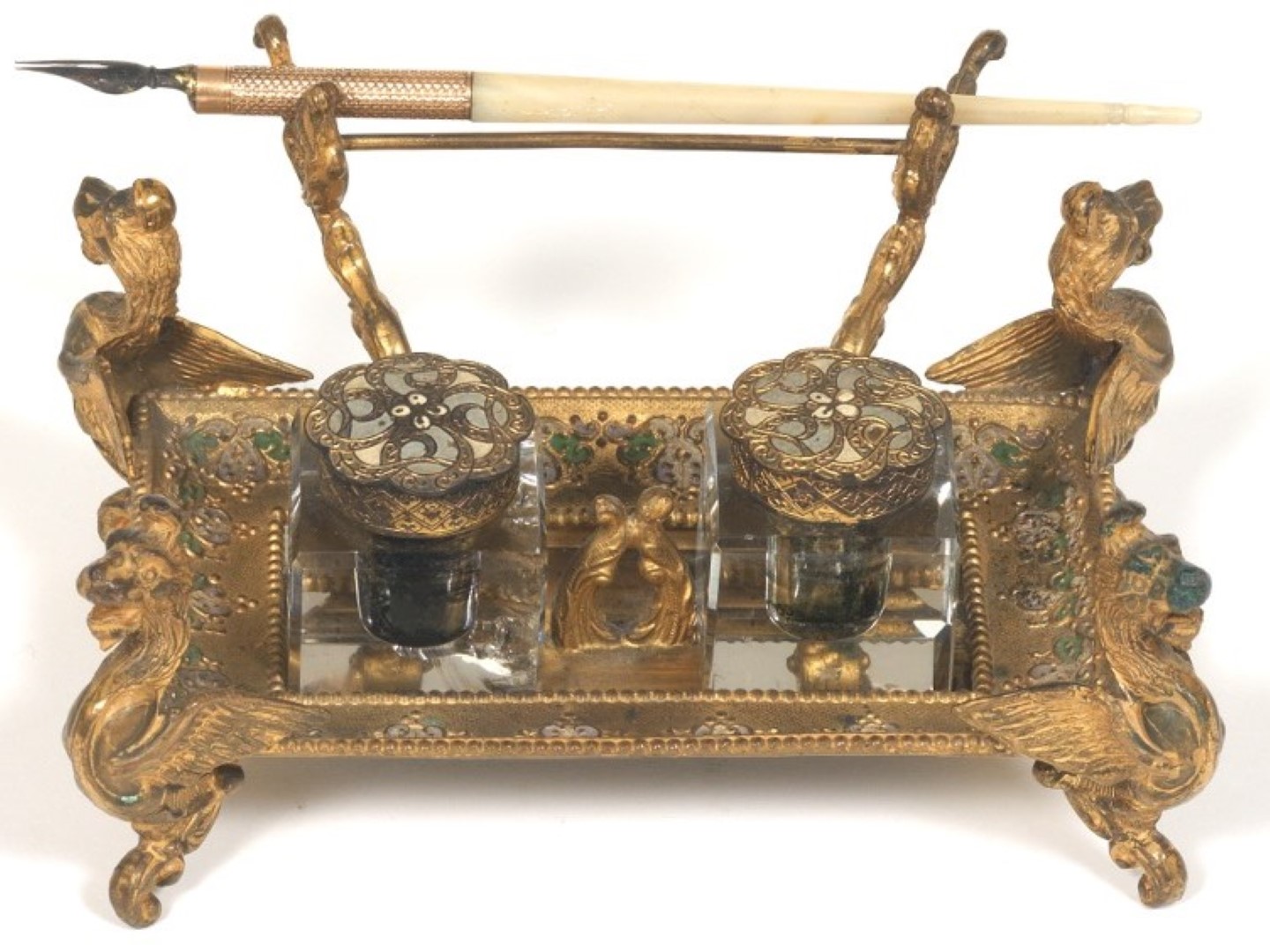French Bronze-Doré Inkstand