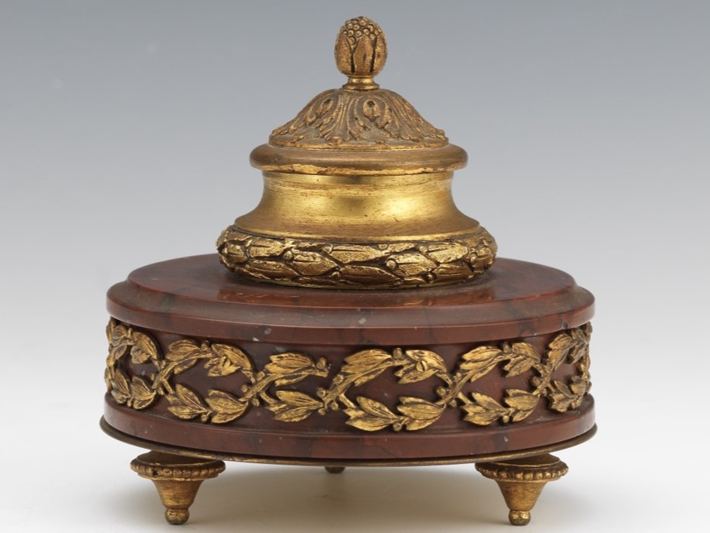 French Marble and Gilt Bronze Inkwell