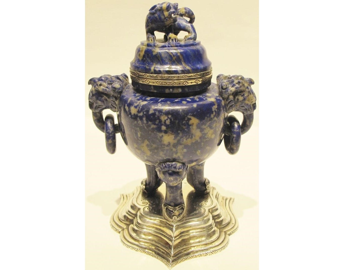 Lapis Lazuli and Sterling Silver Inkwell