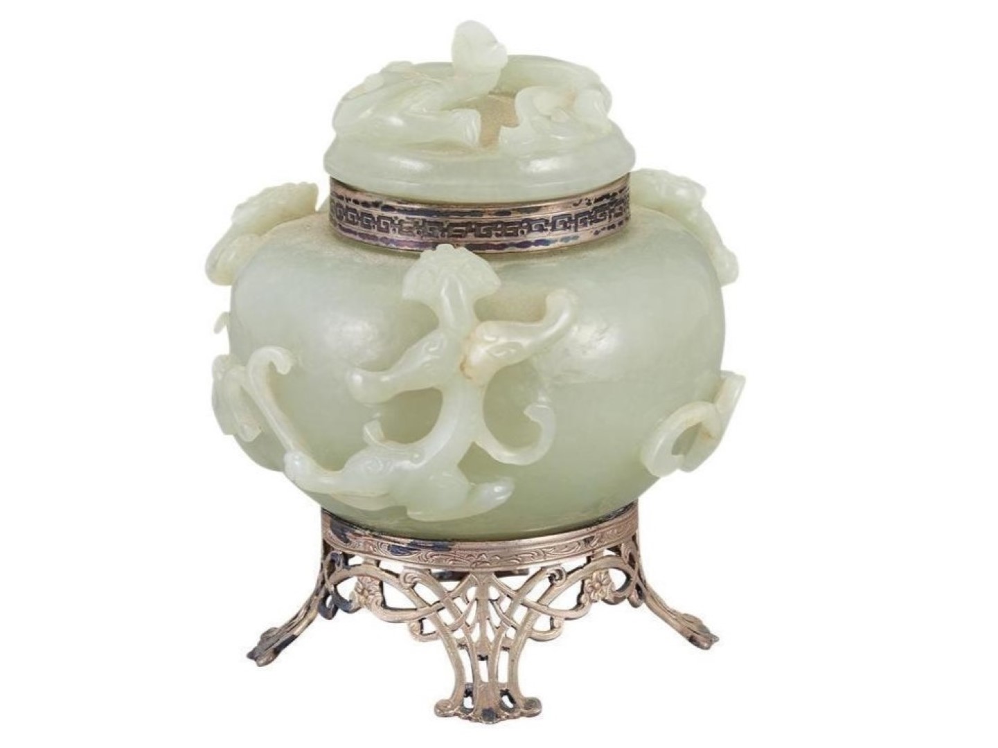 Chinoiserie Celadon Jade Inkwell