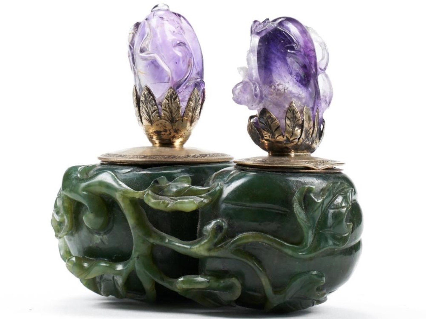 Chinese Jade and Amethyst Inkstand