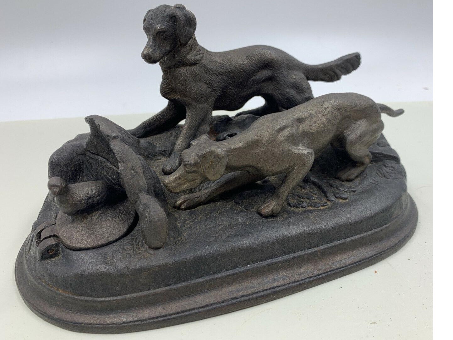 Buyer Be Aware! Vintage Kasli Cast Metal Inkwell – Hunting Dogs and Partridge