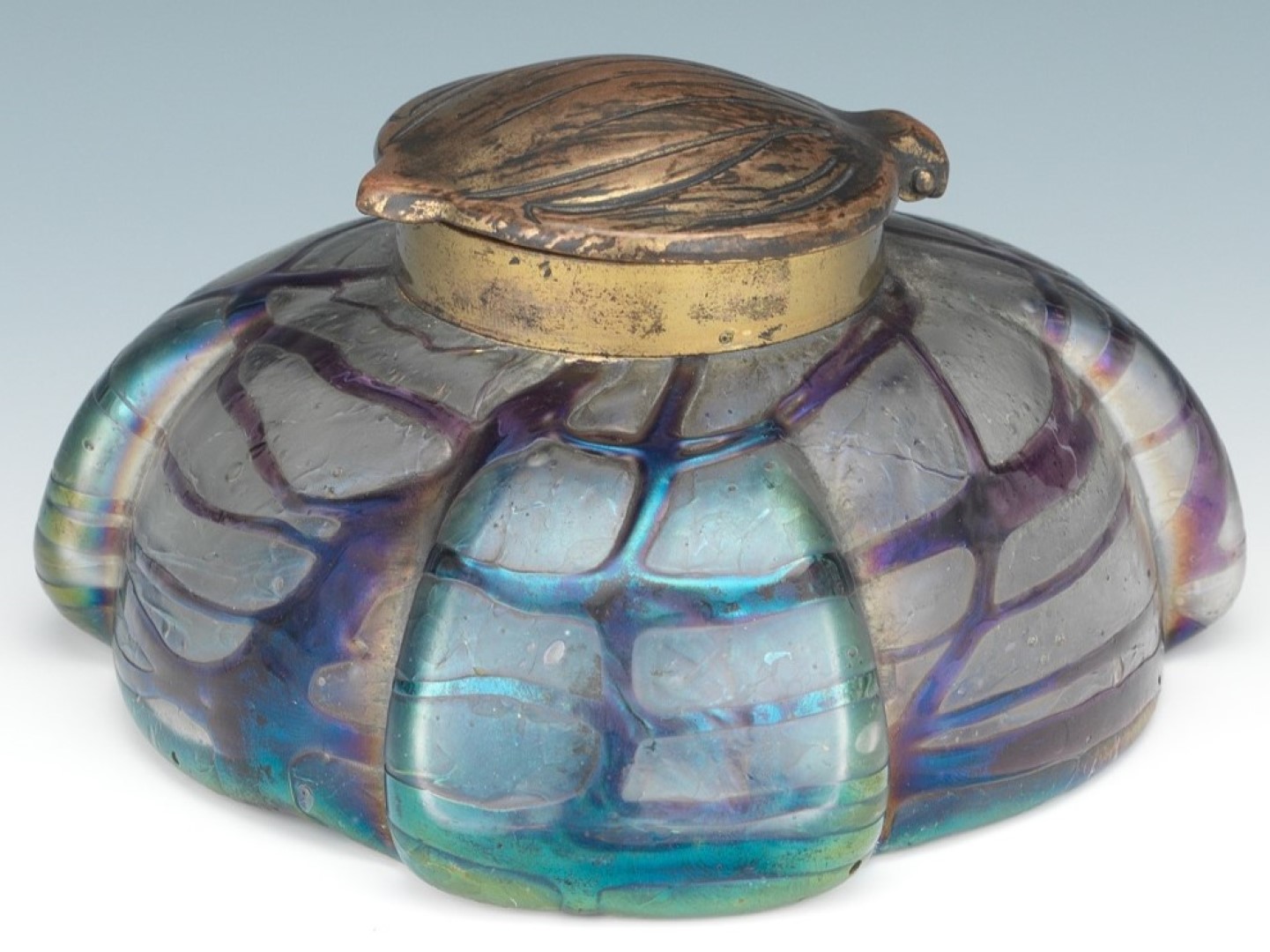 Bohemian Art Glass Inkwell