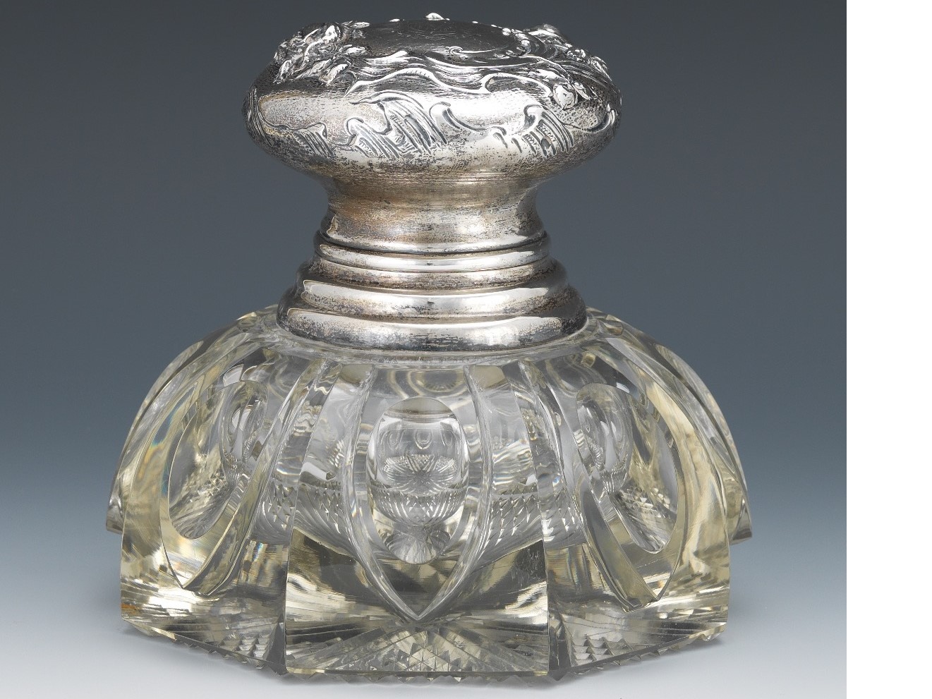 Large Cut Glass Inkwell by Mauser Mfg. Co.