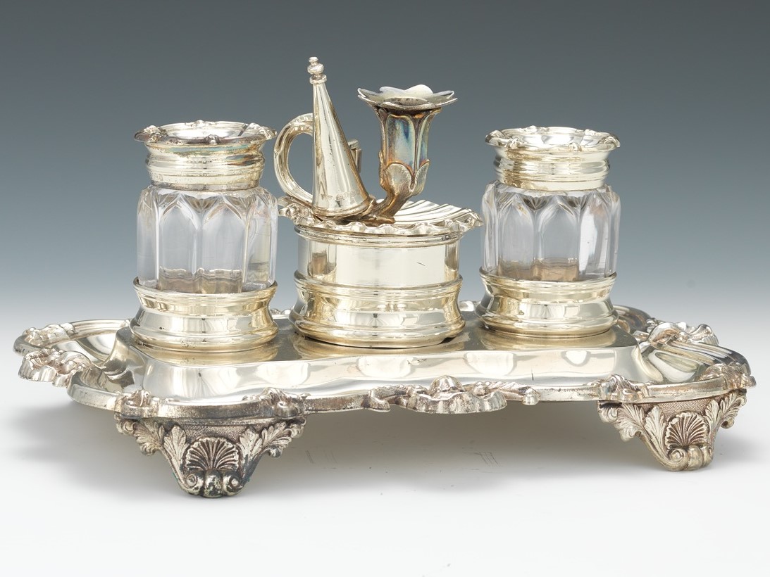English Sterling Silver Inkstand