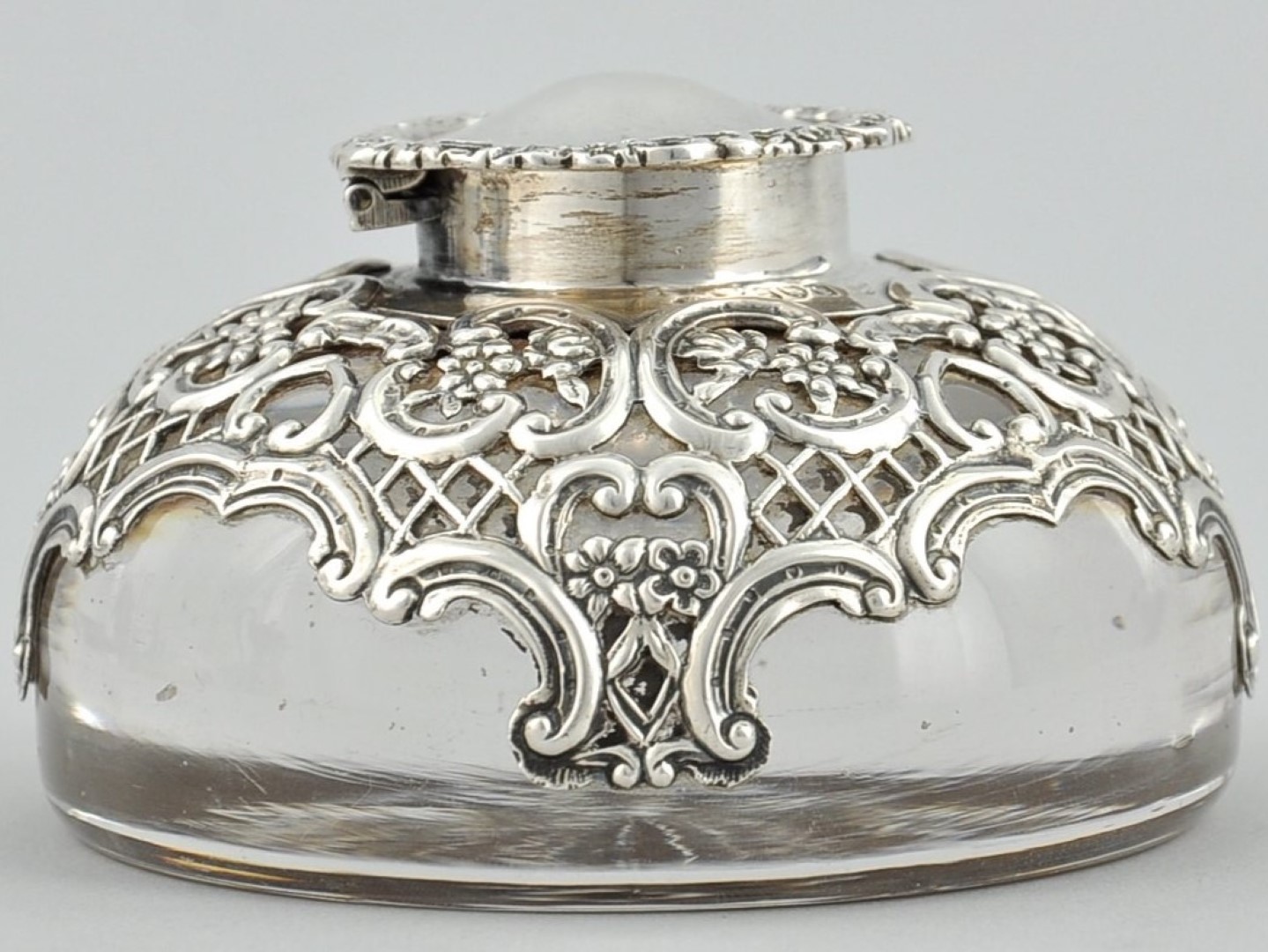 Sterling and Crystal Inkwell