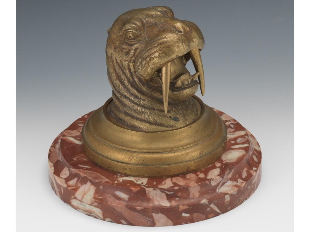 Long-Tusked Walrus Head Inkstand