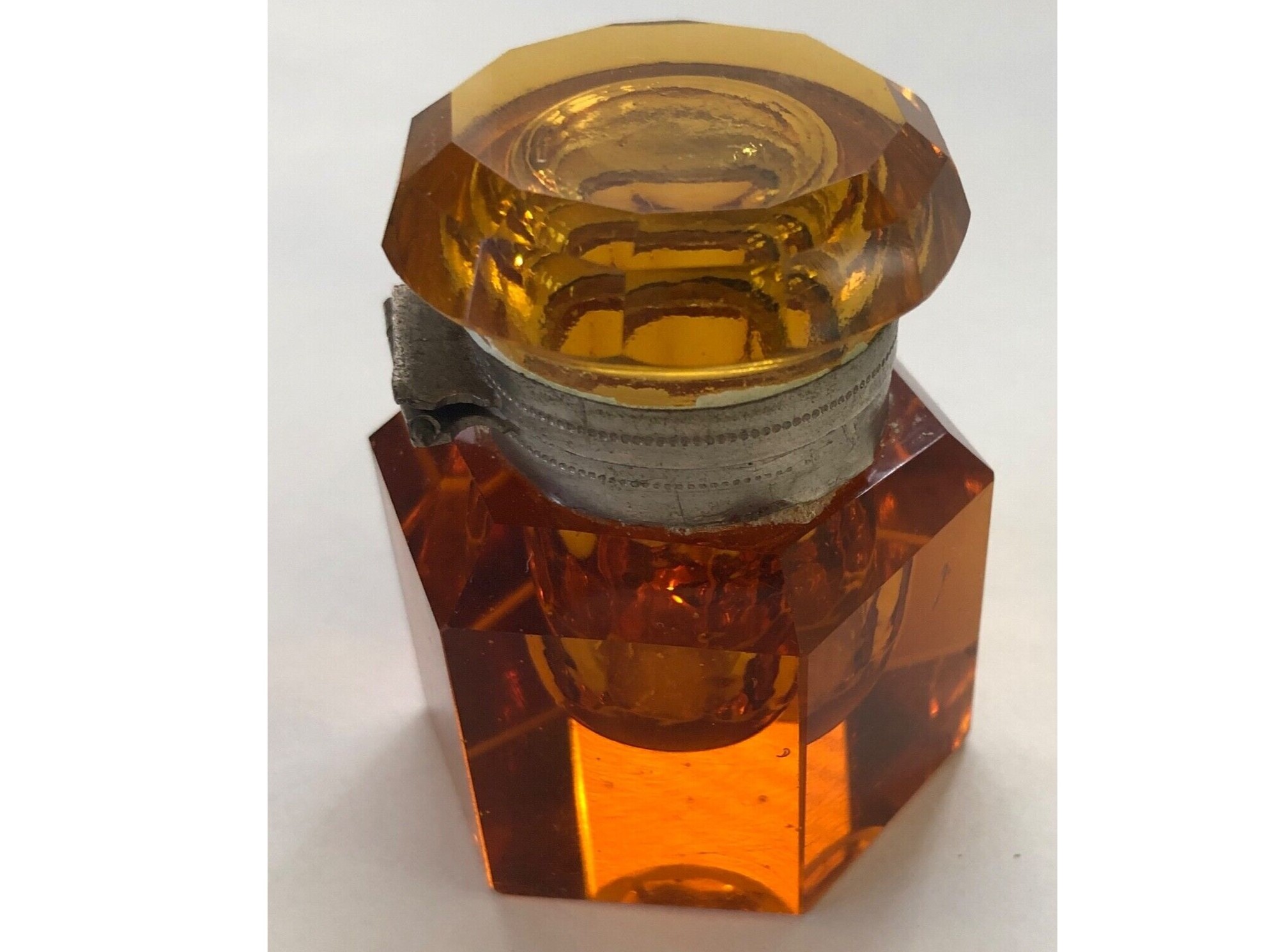 Amber Glass Inkwell