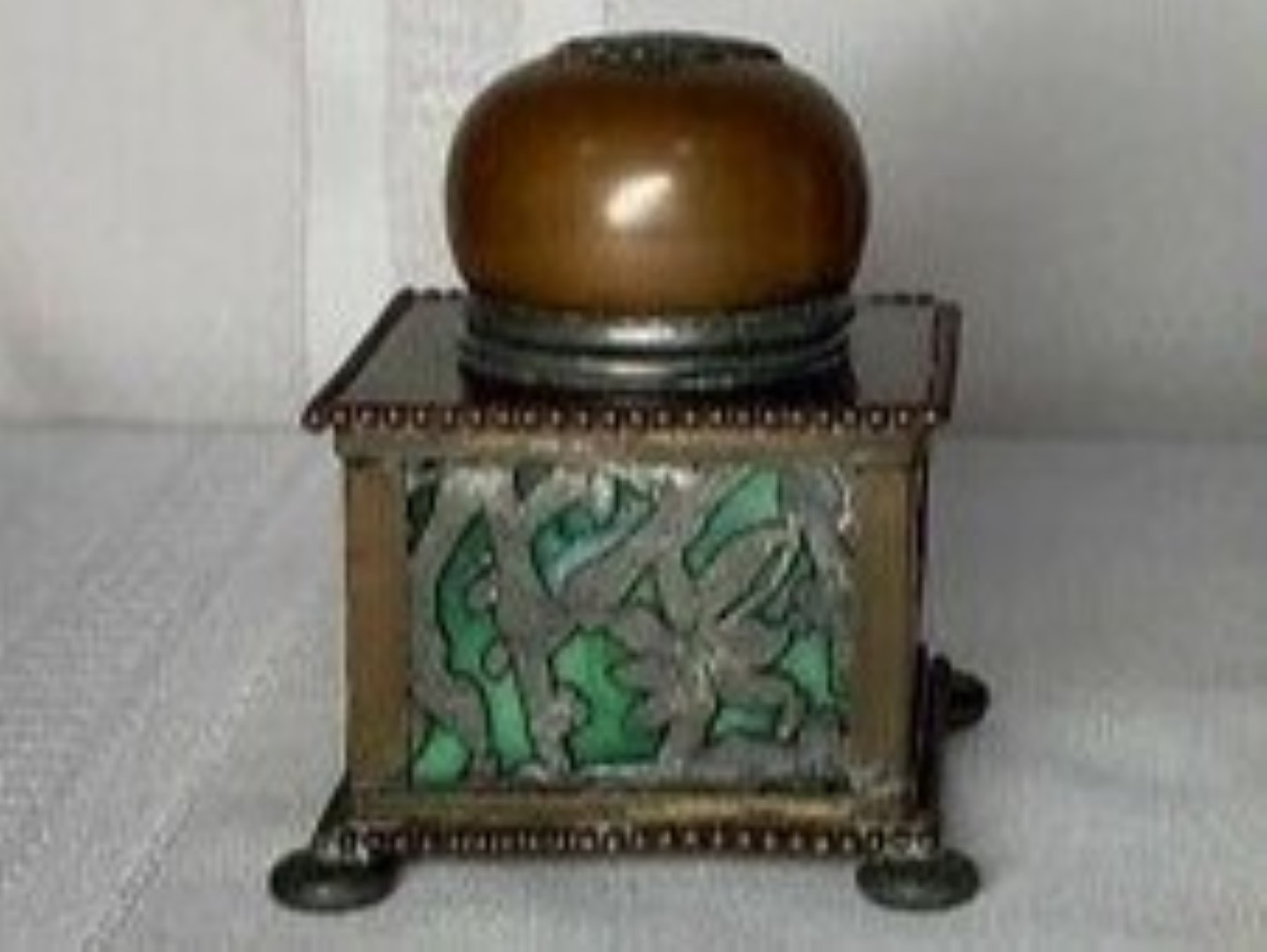 Apollo Studios Green Glass Inkwell