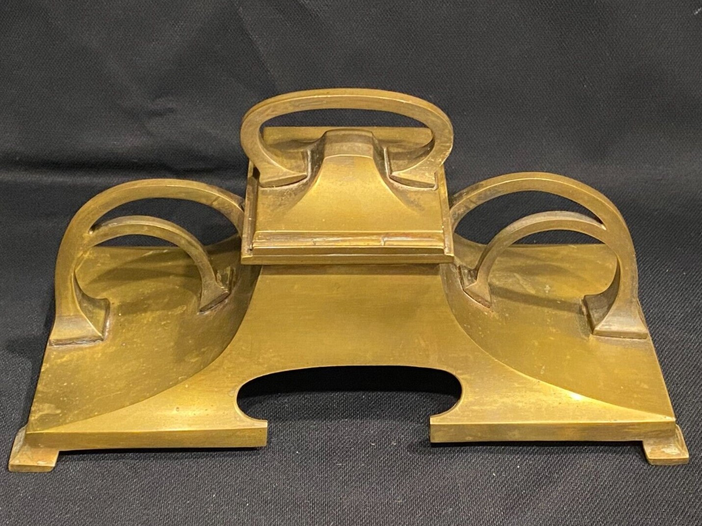 Art Nouveau Brass Double Inkstand