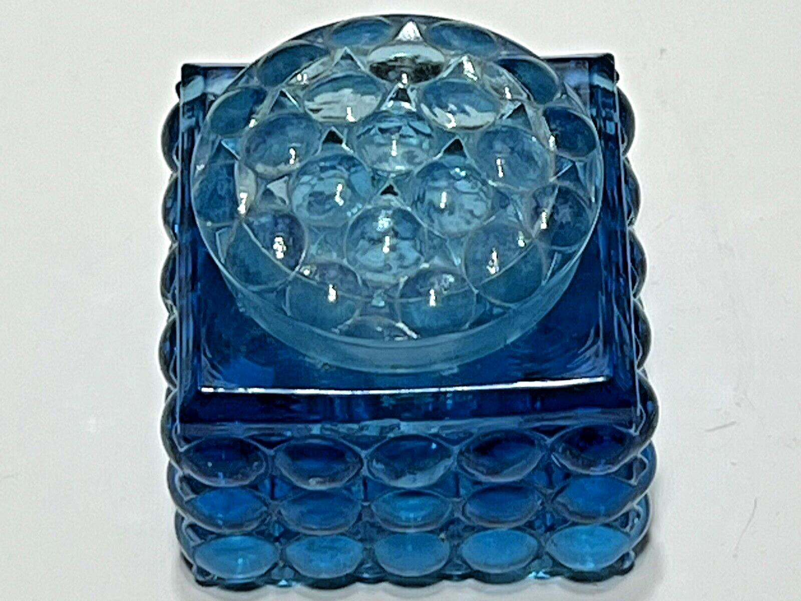 EAPG Blue Pattern Glass Inkwell