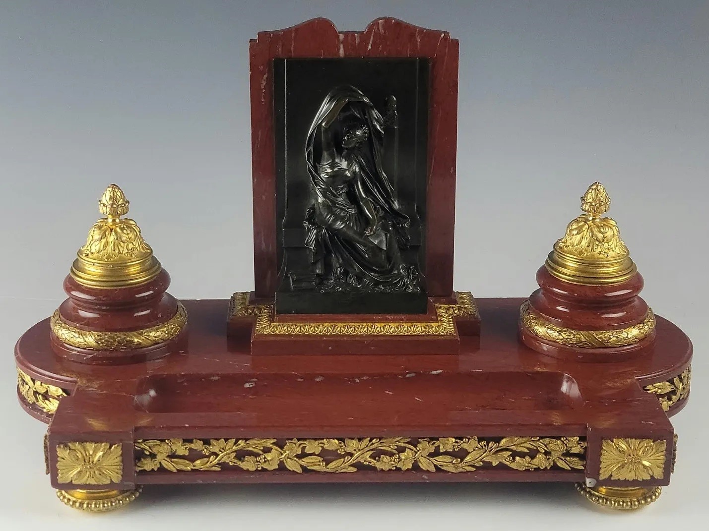 Marble and Bronze Inkstand by Henri Chapu