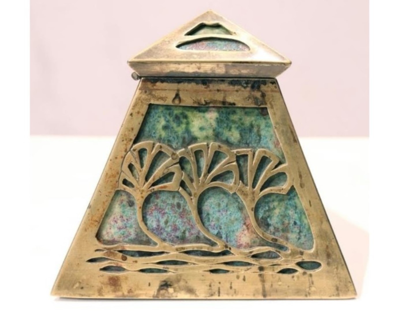Dalpayrat Sandstone Inkwell in Copper Frame