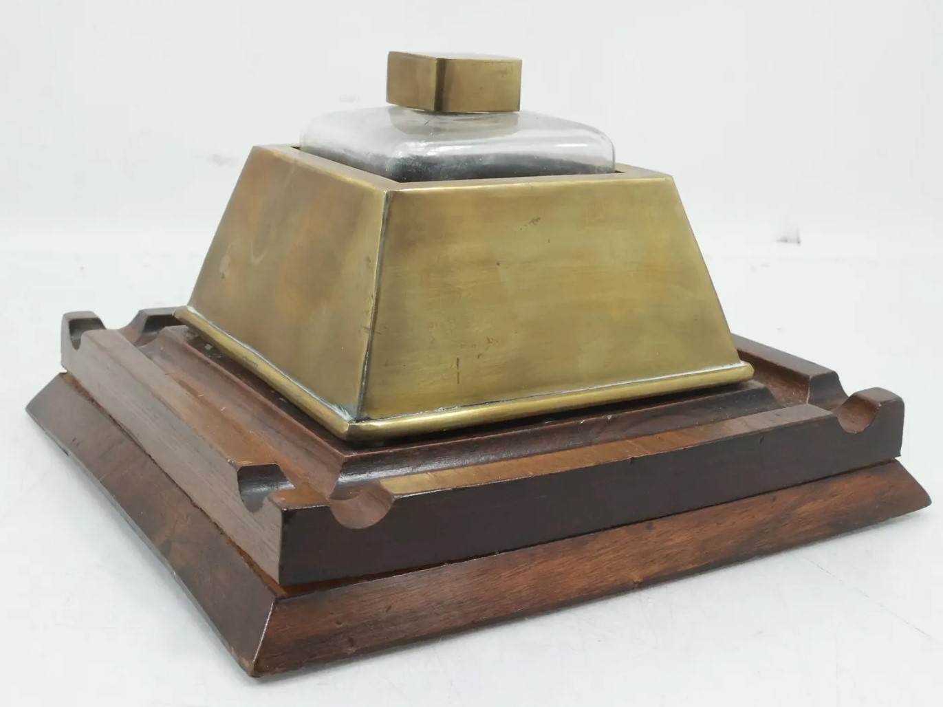 Art Deco Wood, Brass, and Glass
