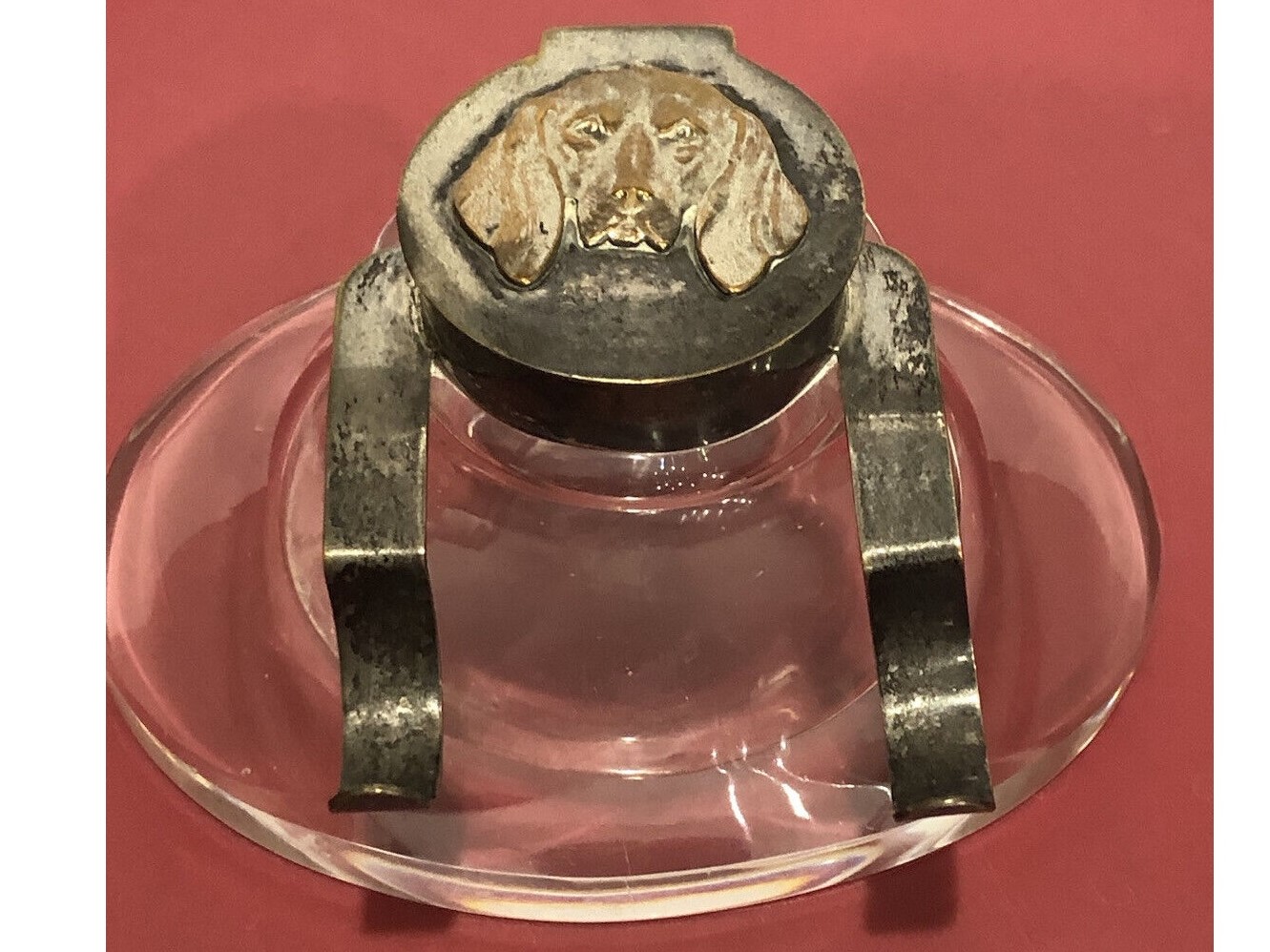 Glass Inkwell with Dog’s Head Lid