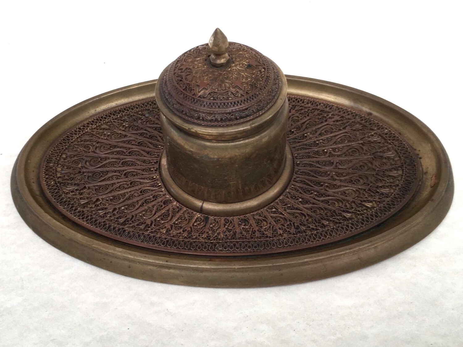 Erhard & Söhne Brass-Inlay Inkstand