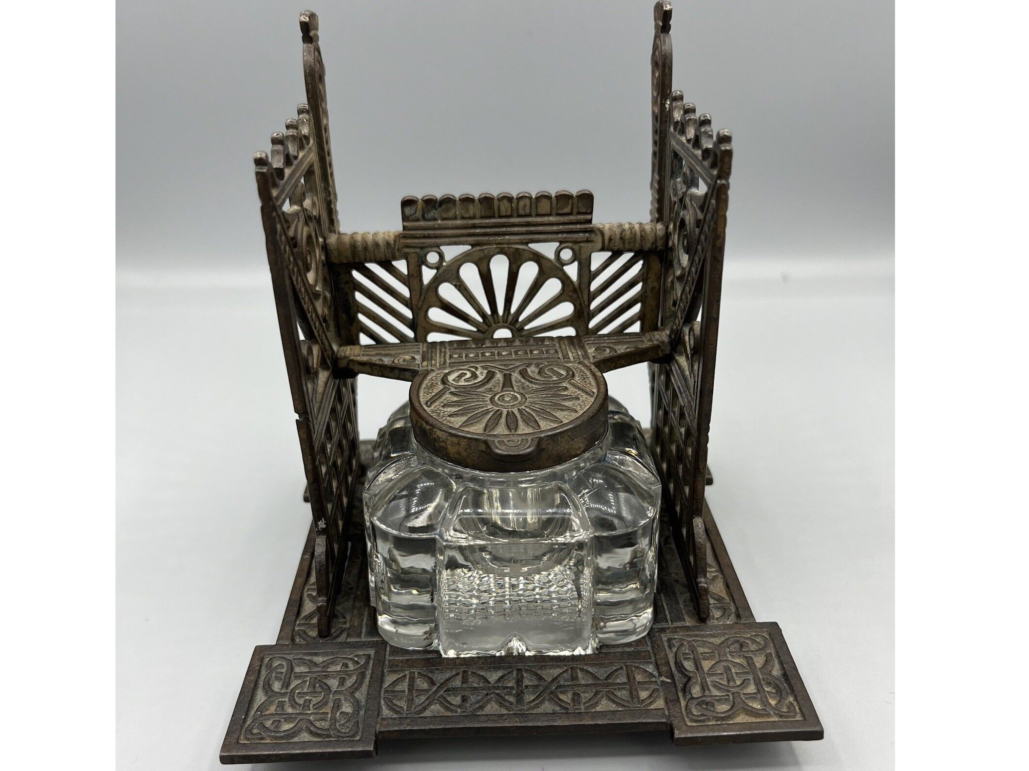 Glass Inkwell in a Cast Iron Stand – Single and Double Versions