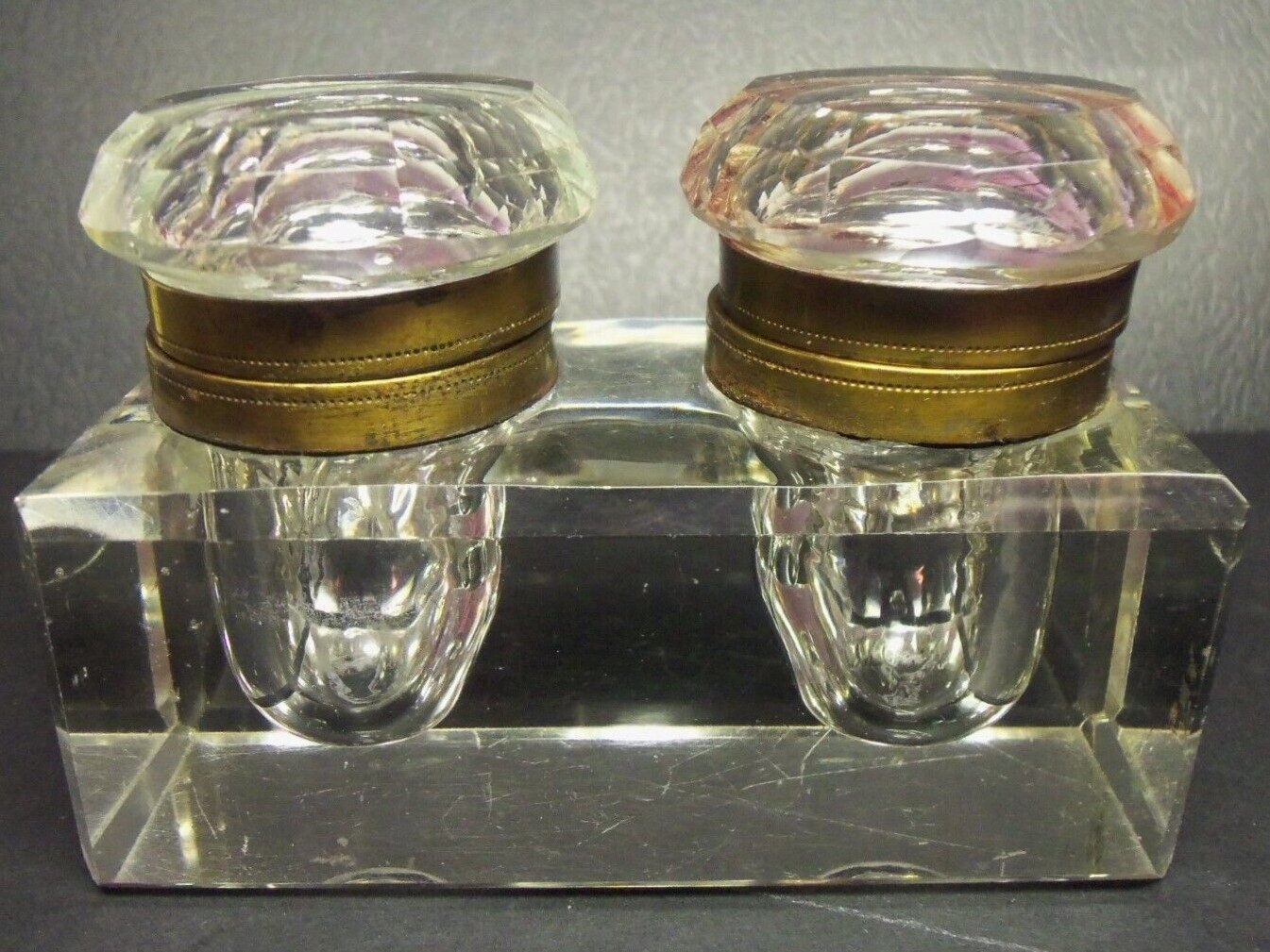 Clear Glass Double Inkwell