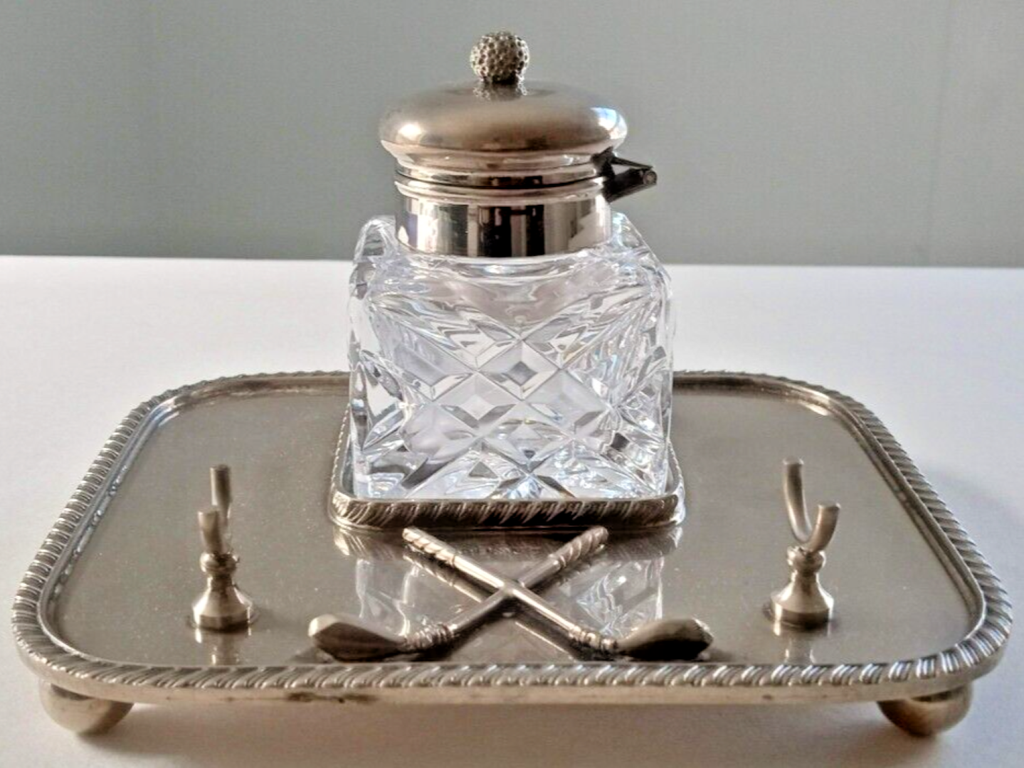 Silverplate Golfing Inkstand
