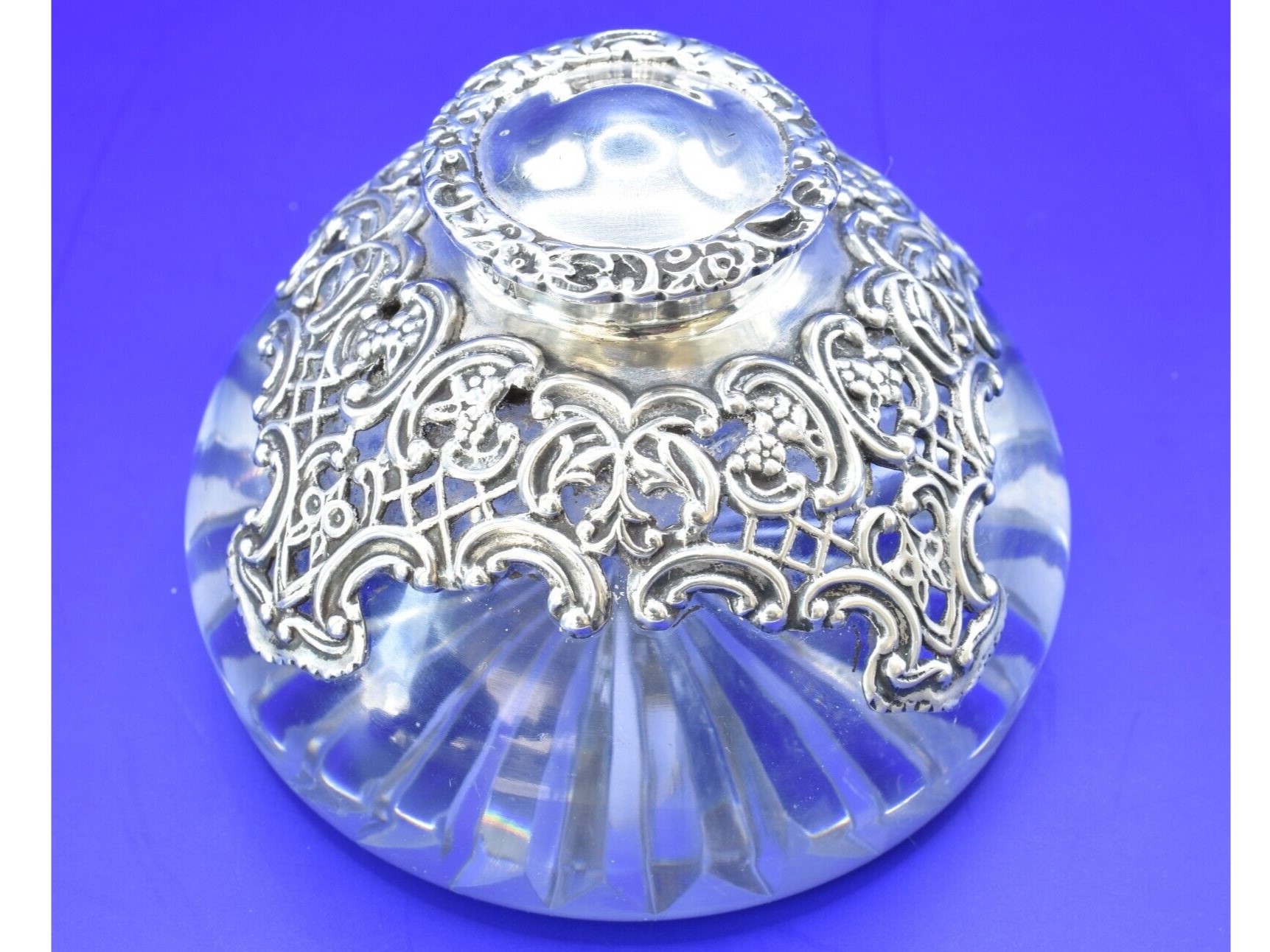Crystal Inkwell with Sterling Lattice