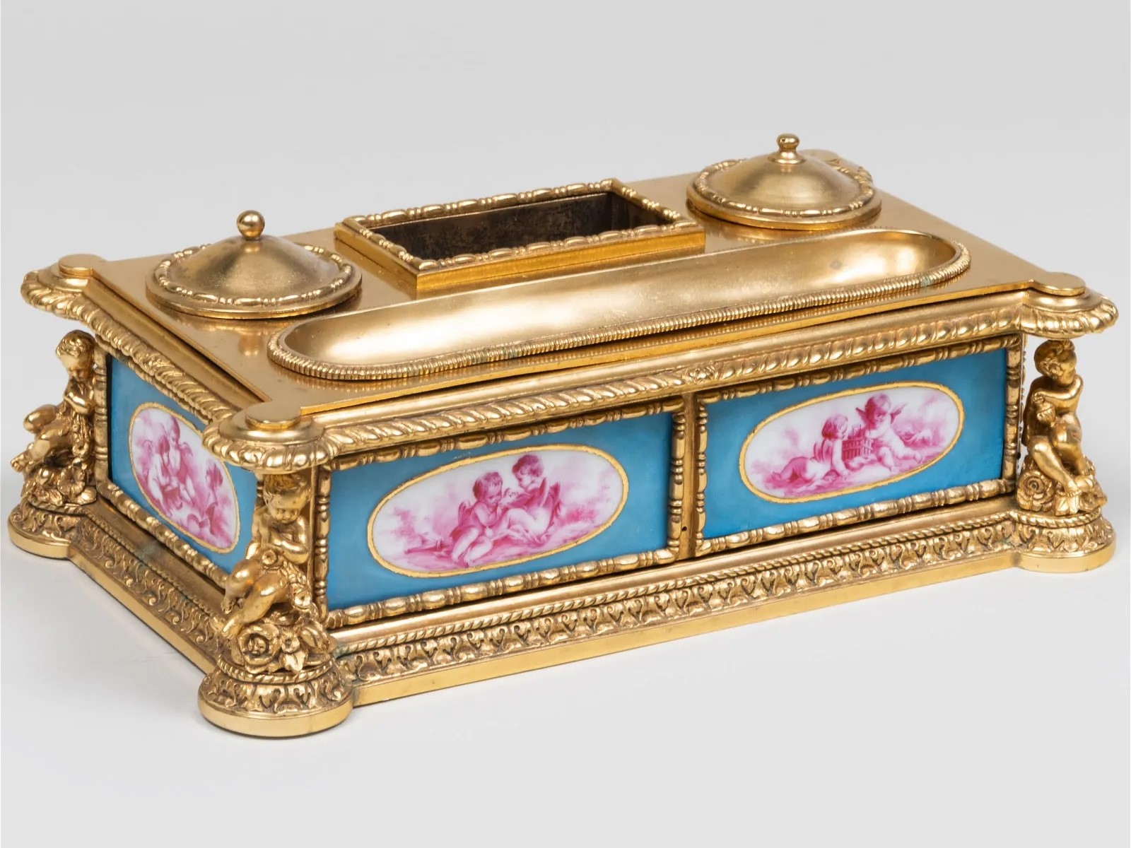 Sèvres Porcelain and Gilt Bronze Inkstand