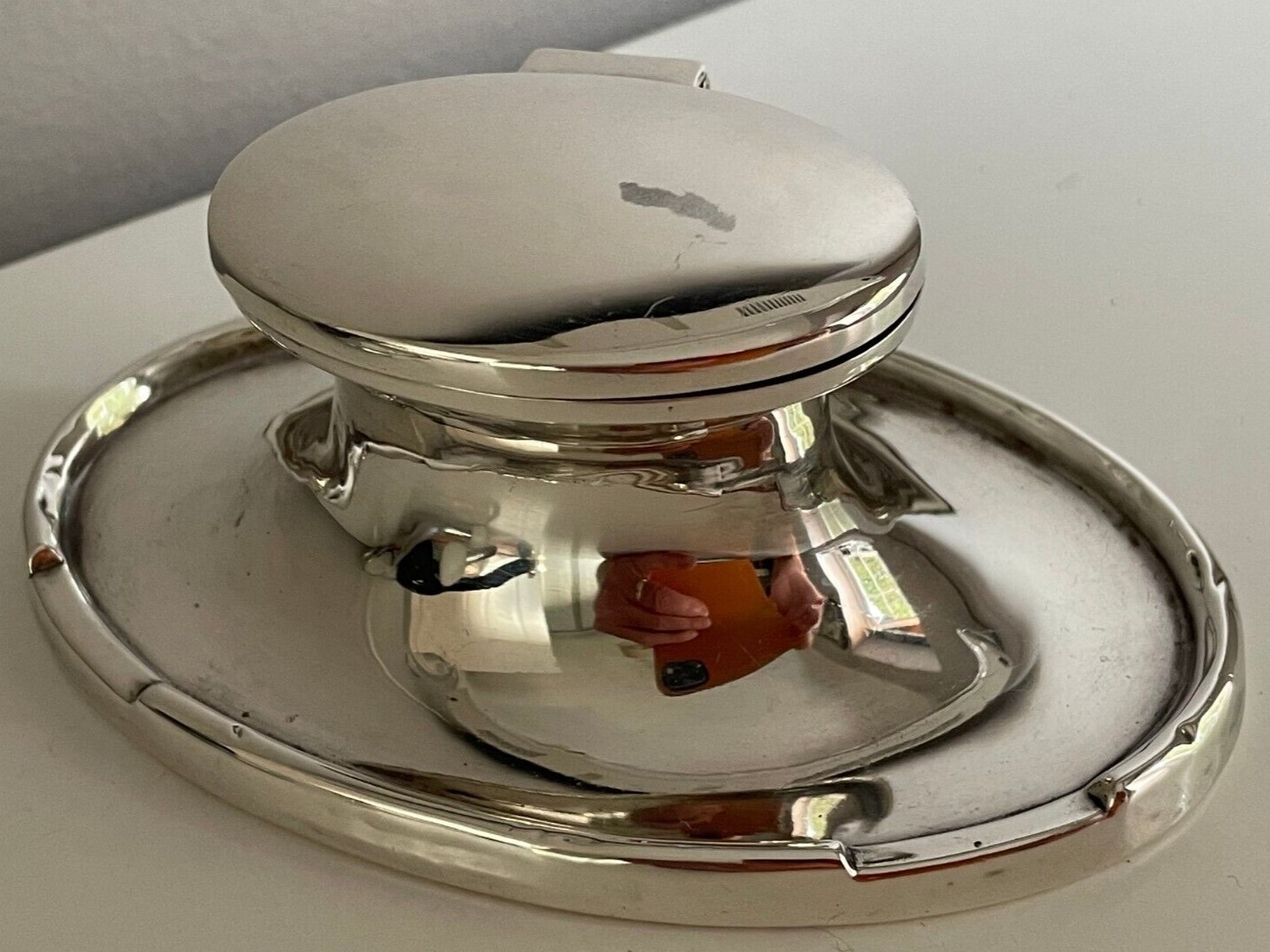 Oval-Shaped Sterling Silver Inkwell