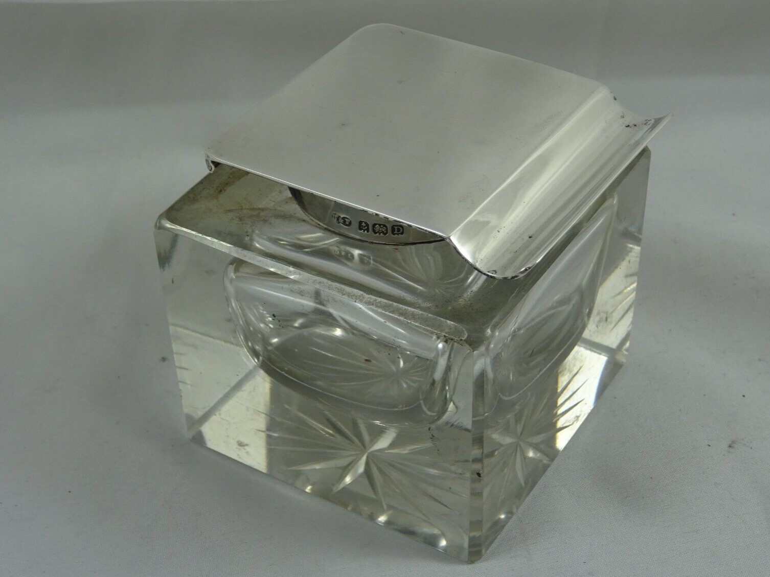 Glass and Sterling Silver Inkwell