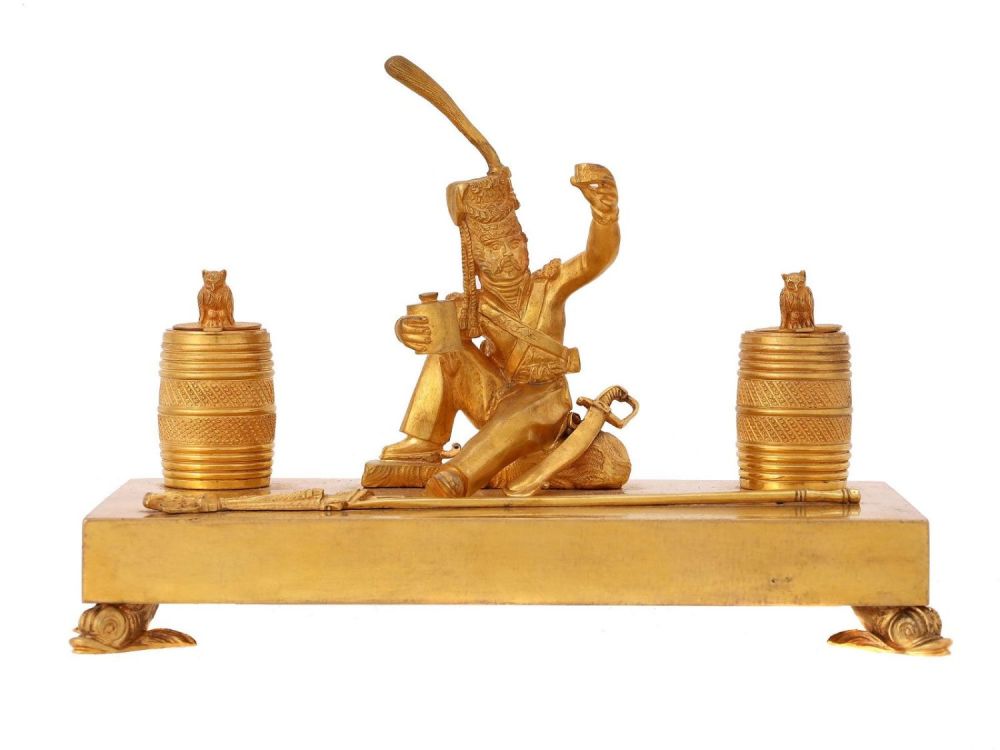 A Russain Gilt-Bronze Cossack Platov inkstand