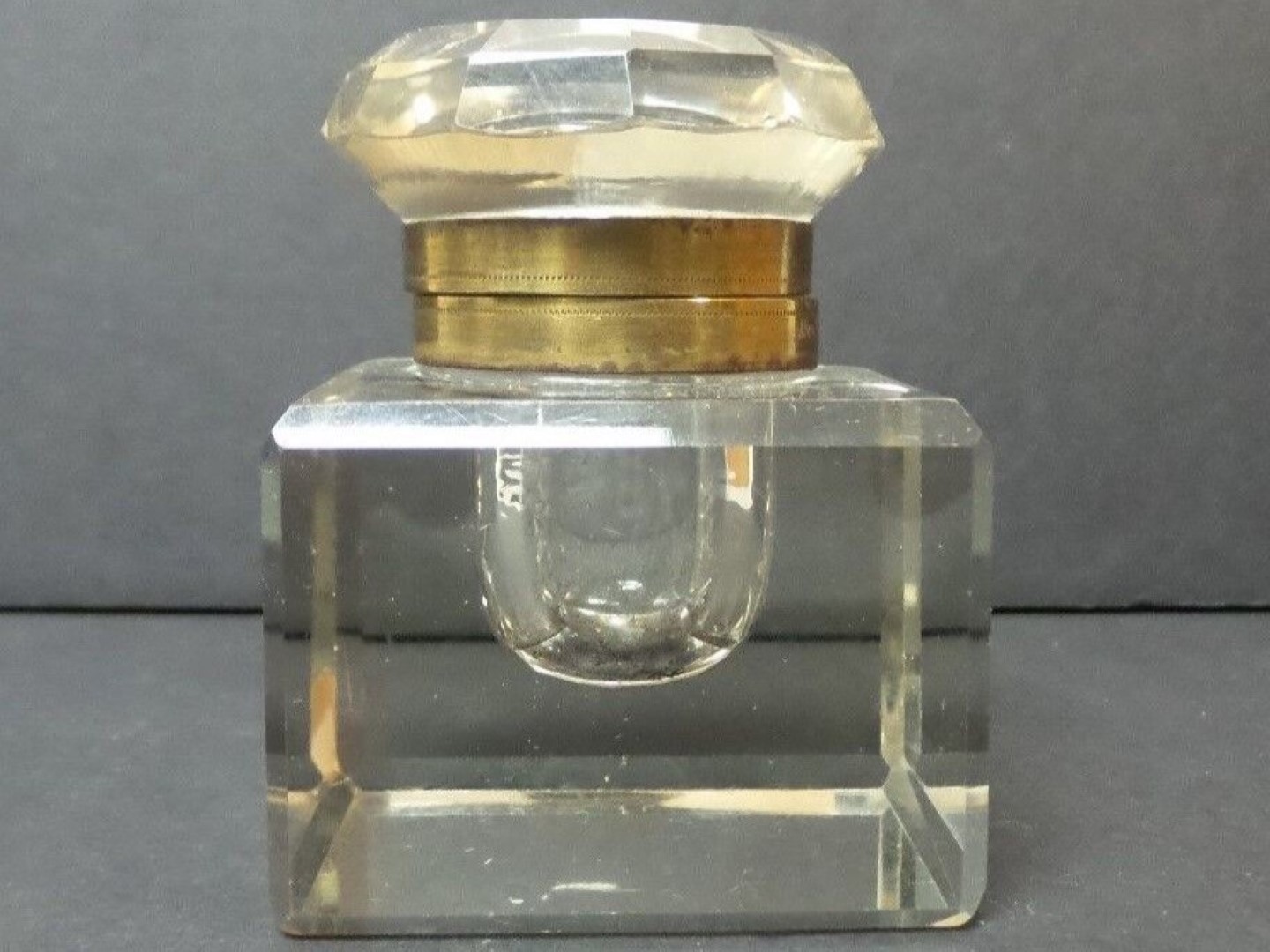 Clear Cut Glass Inkwell