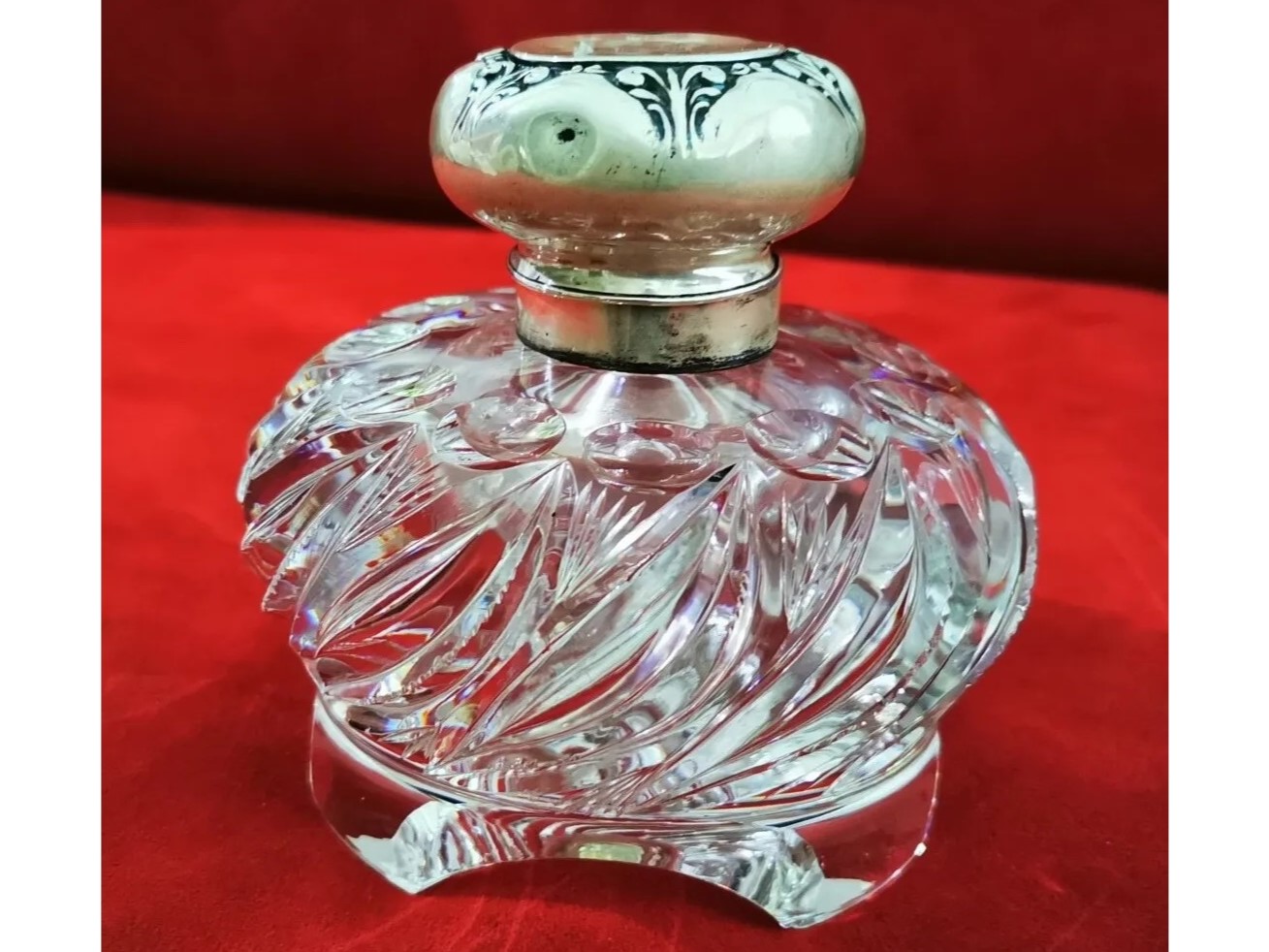 Cut Crystal with Sterling Lid