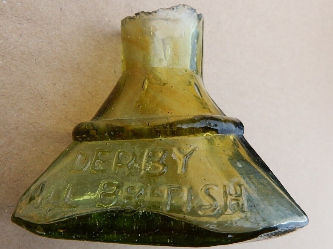 Yellow Glass Pyramid Ink Bottle