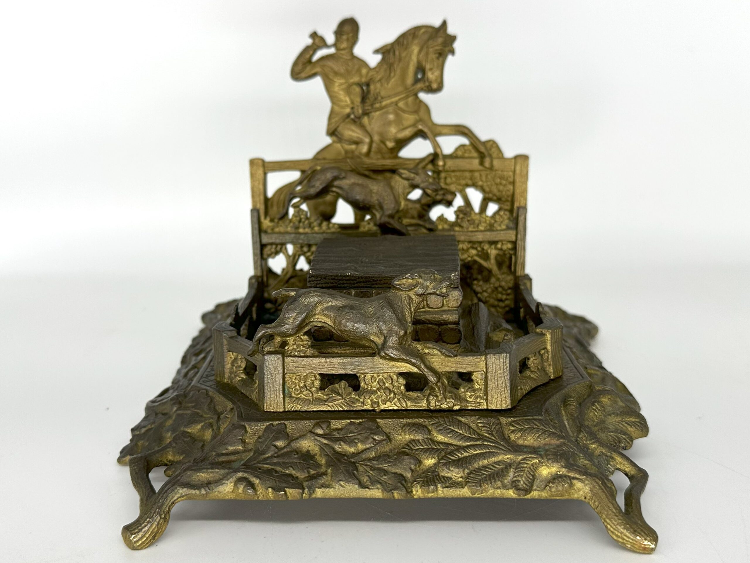 English Hunt Scene Inkstand with Letter Holder