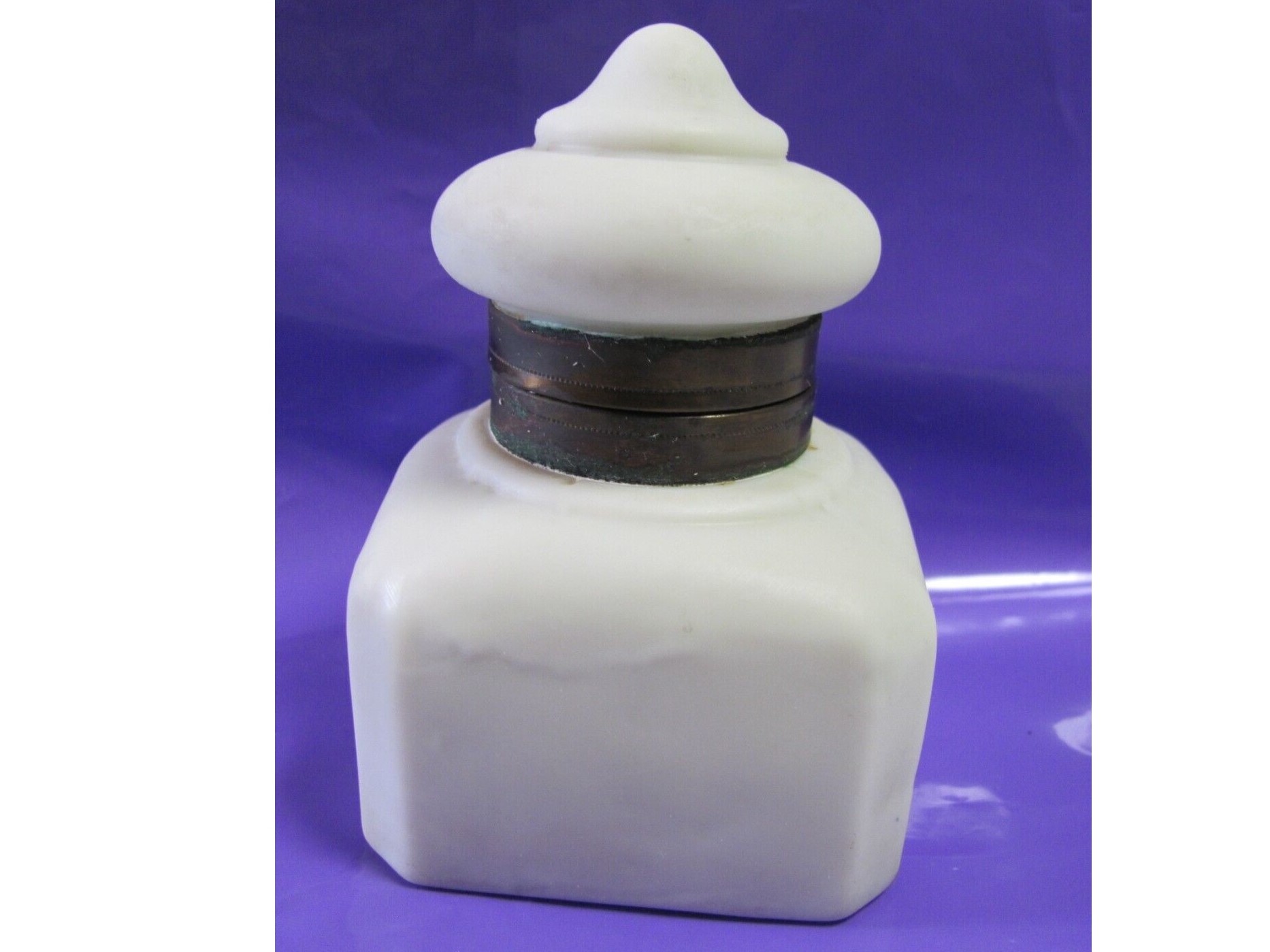 White Satin Glass Inkwell