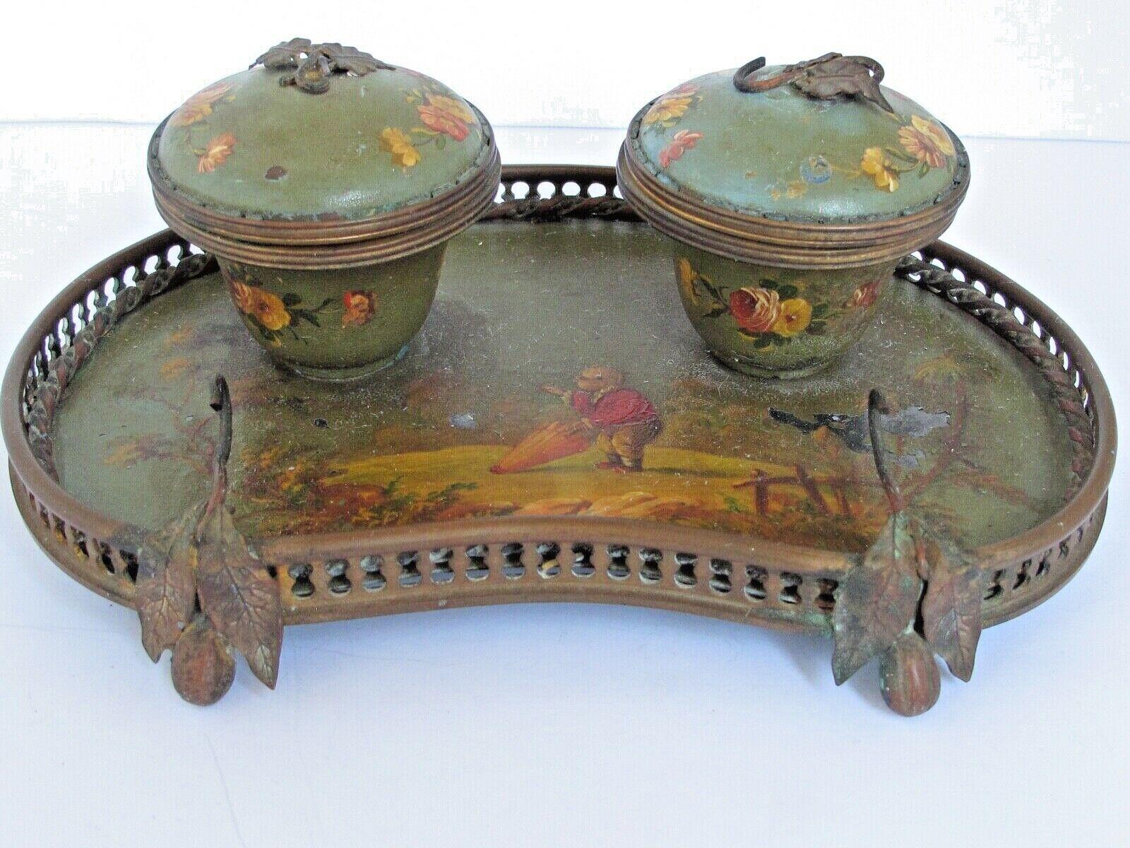 French Toleware Double Inkstand – Five Examples