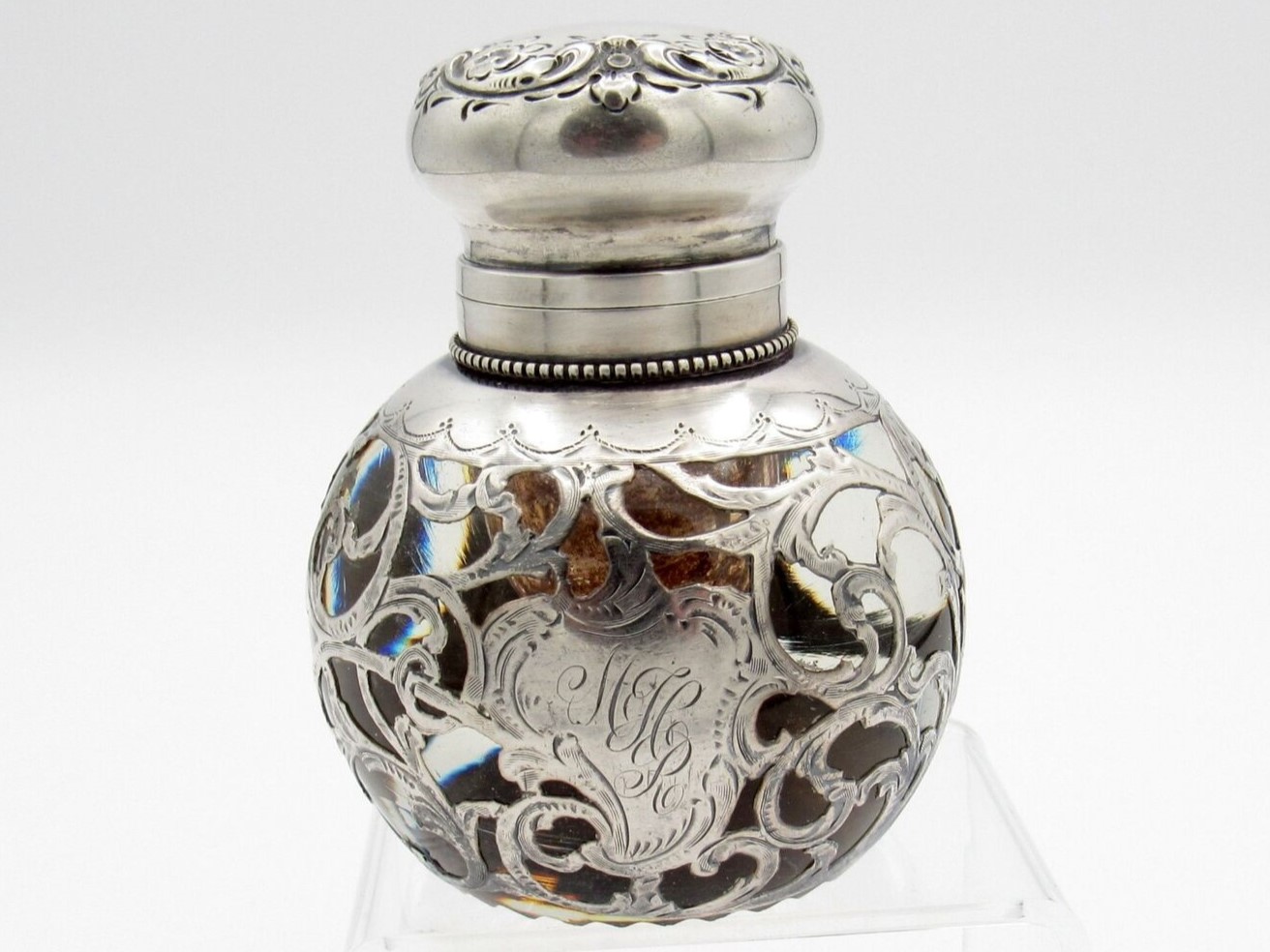Sterling Silver Overlay Inkwell