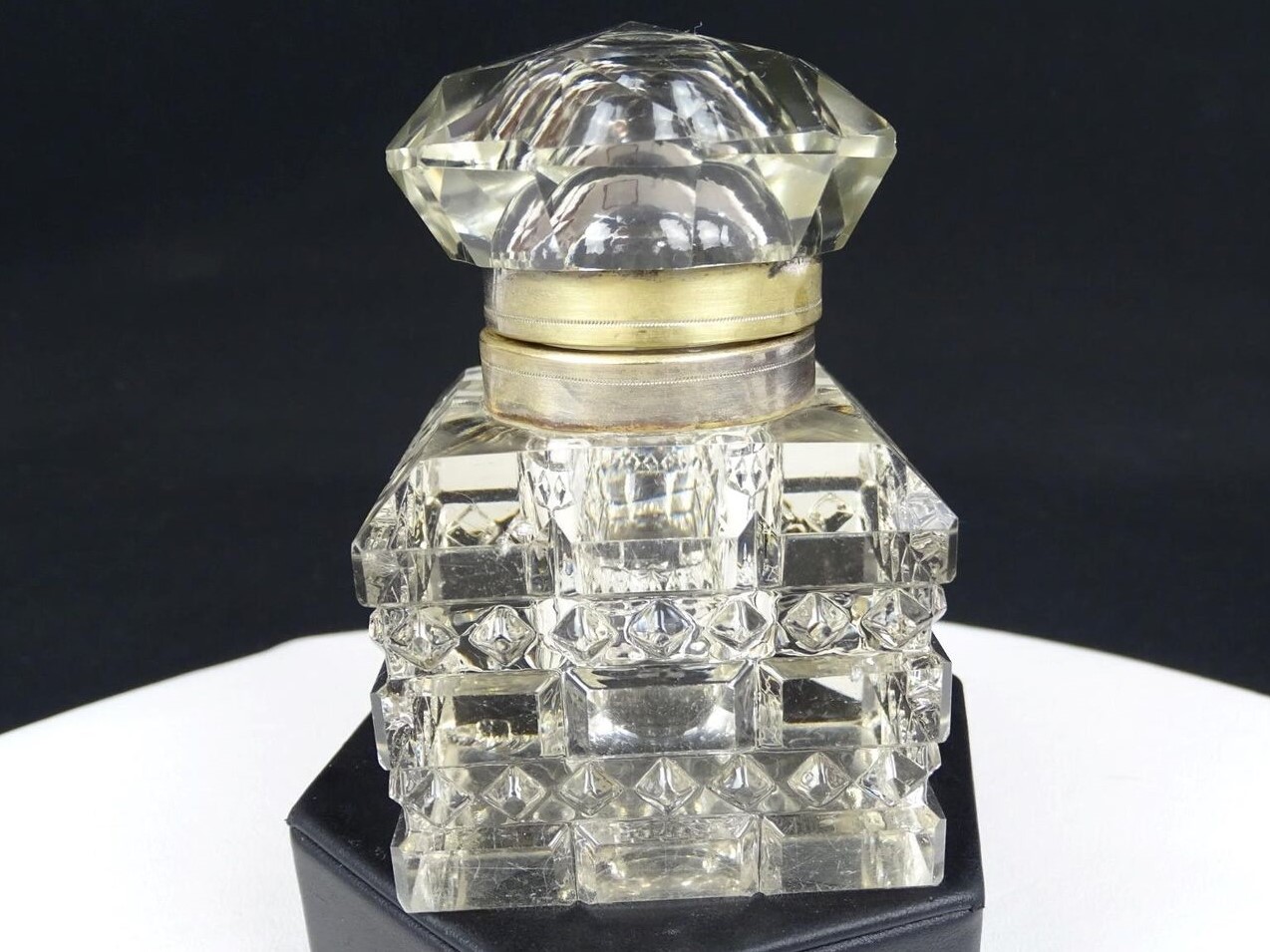 Cut Crystal Diamond Block Inkwell